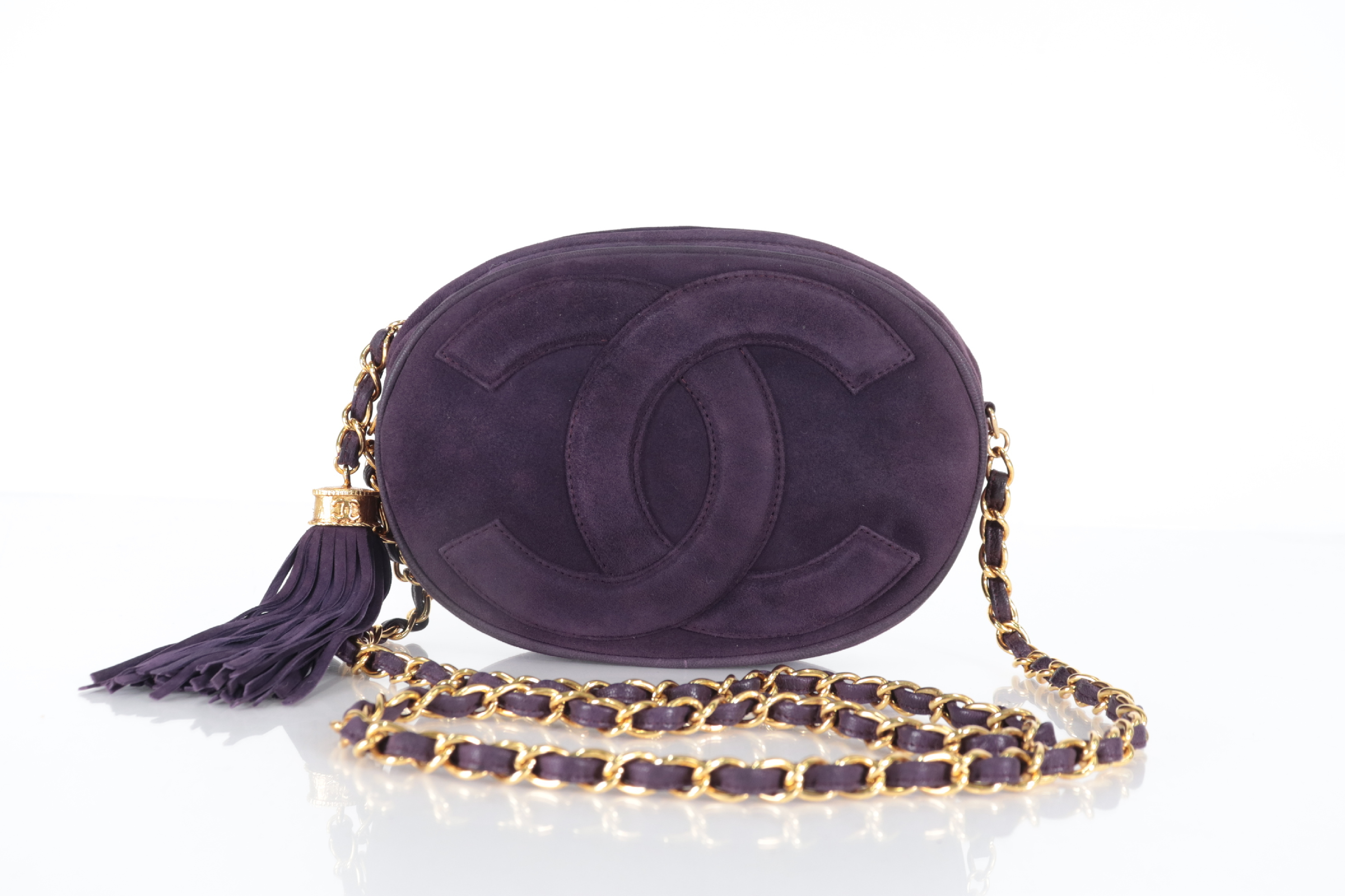 Suede Fringe Chain Shoulder Bag, Purple, Series 1 — view 2