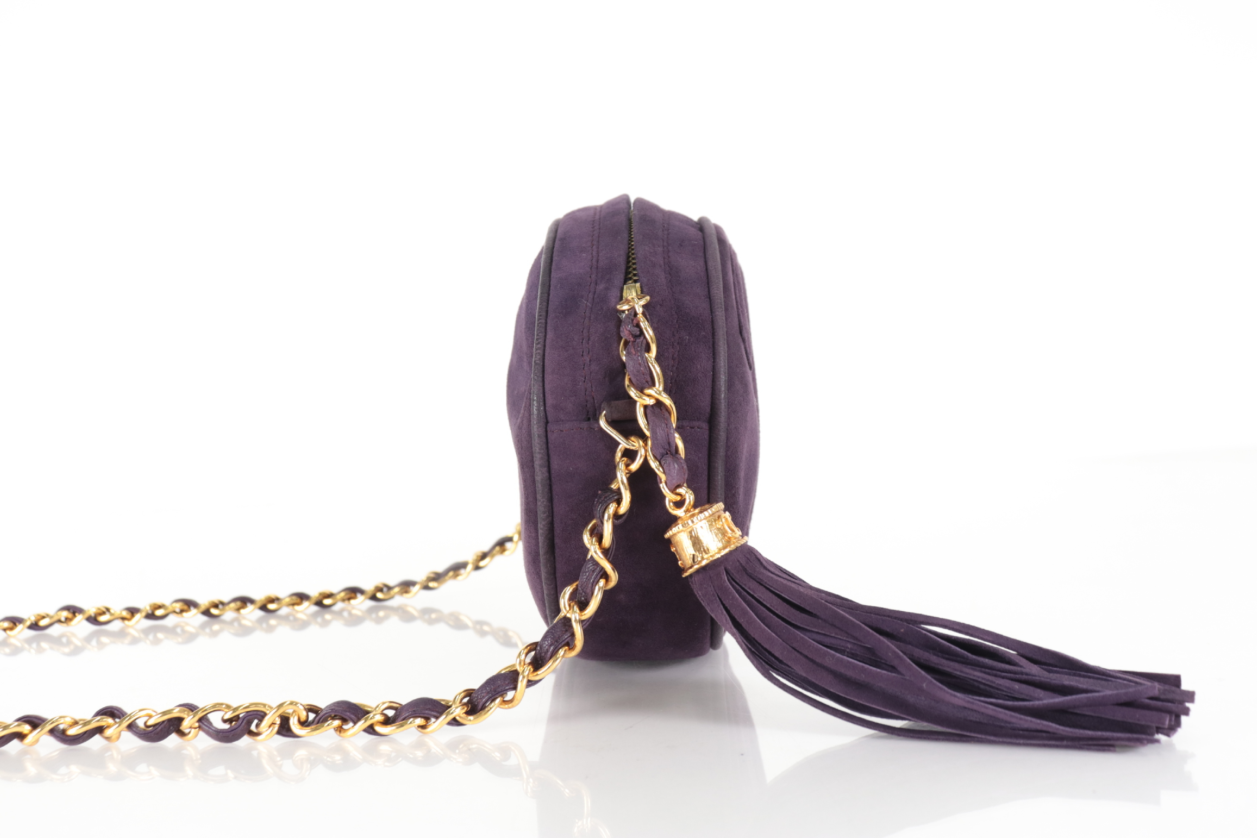Suede Fringe Chain Shoulder Bag, Purple, Series 1 — view 4
