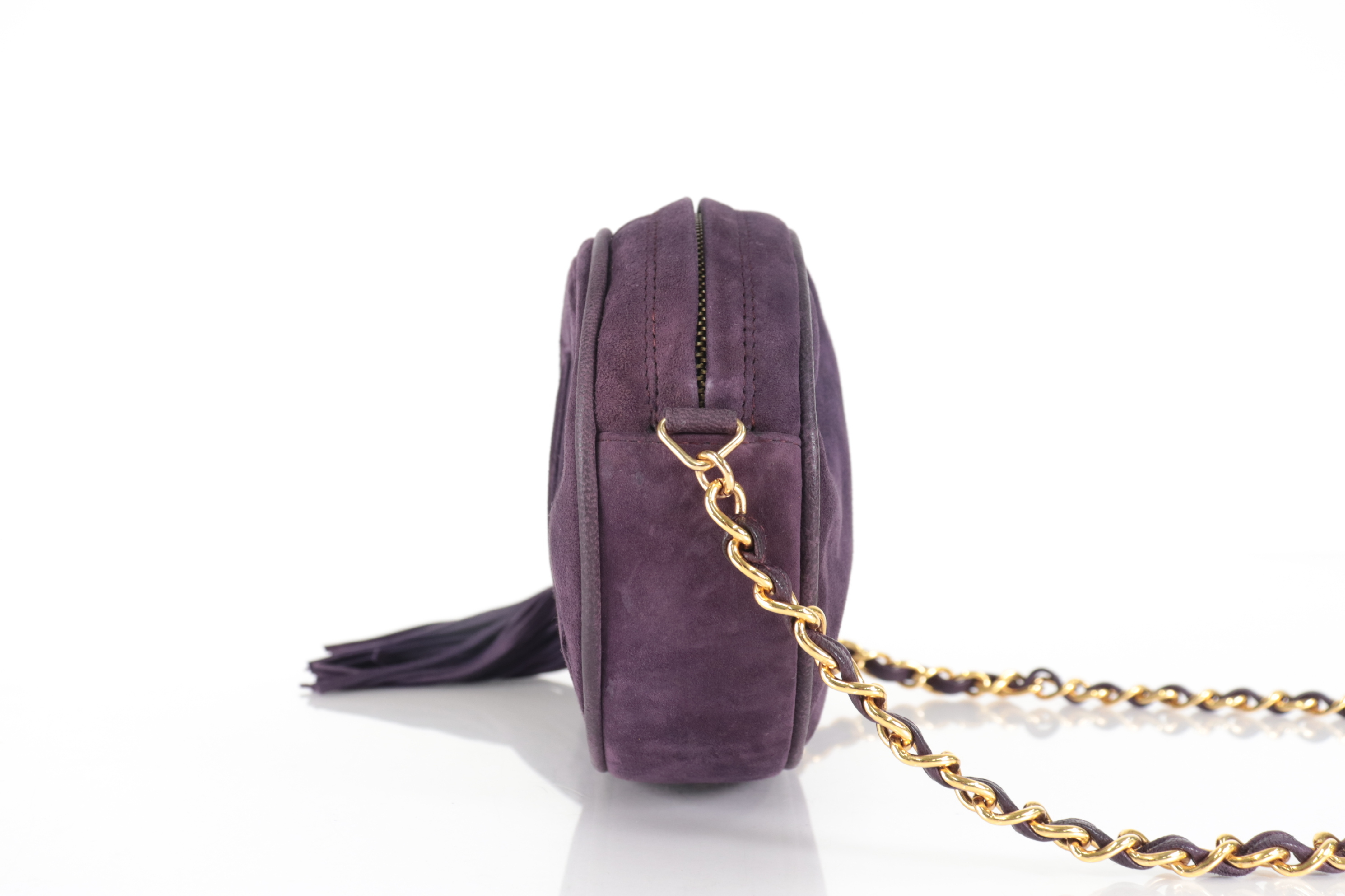 Suede Fringe Chain Shoulder Bag, Purple, Series 1 — view 5