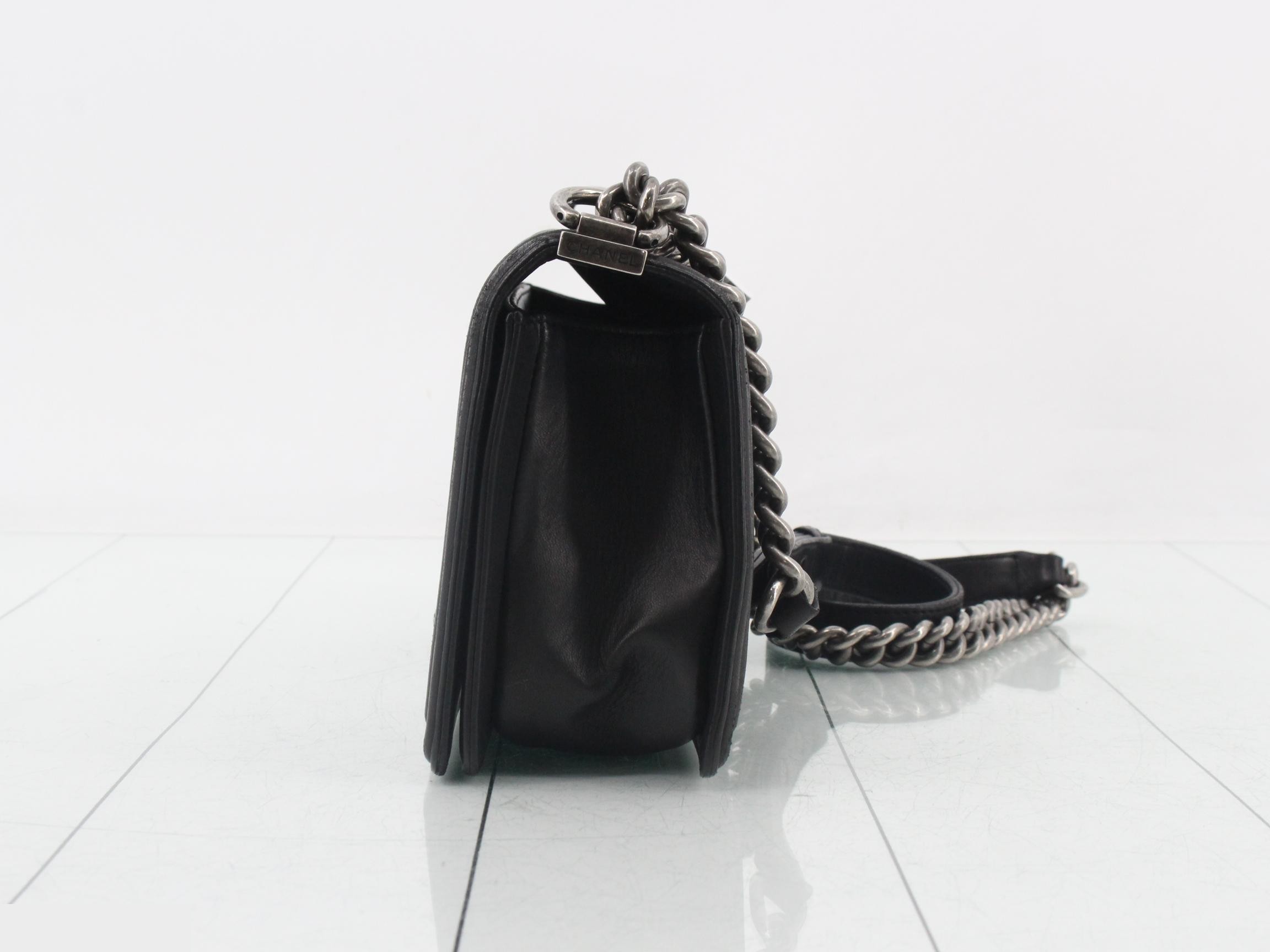 Boy Chanel Chain Shoulder Bag, Black — view 3