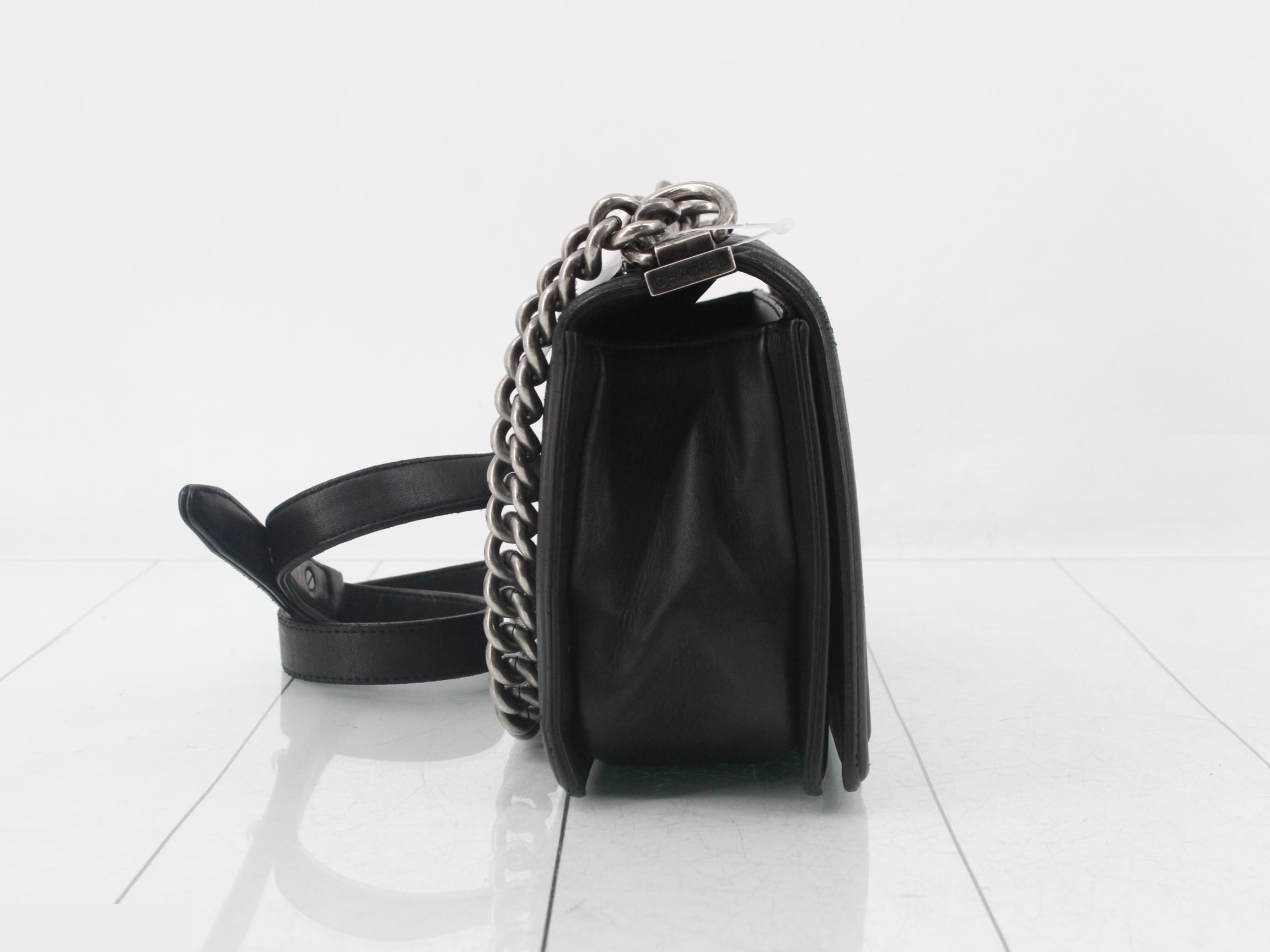 Boy Chanel Chain Shoulder Bag, Black — view 4