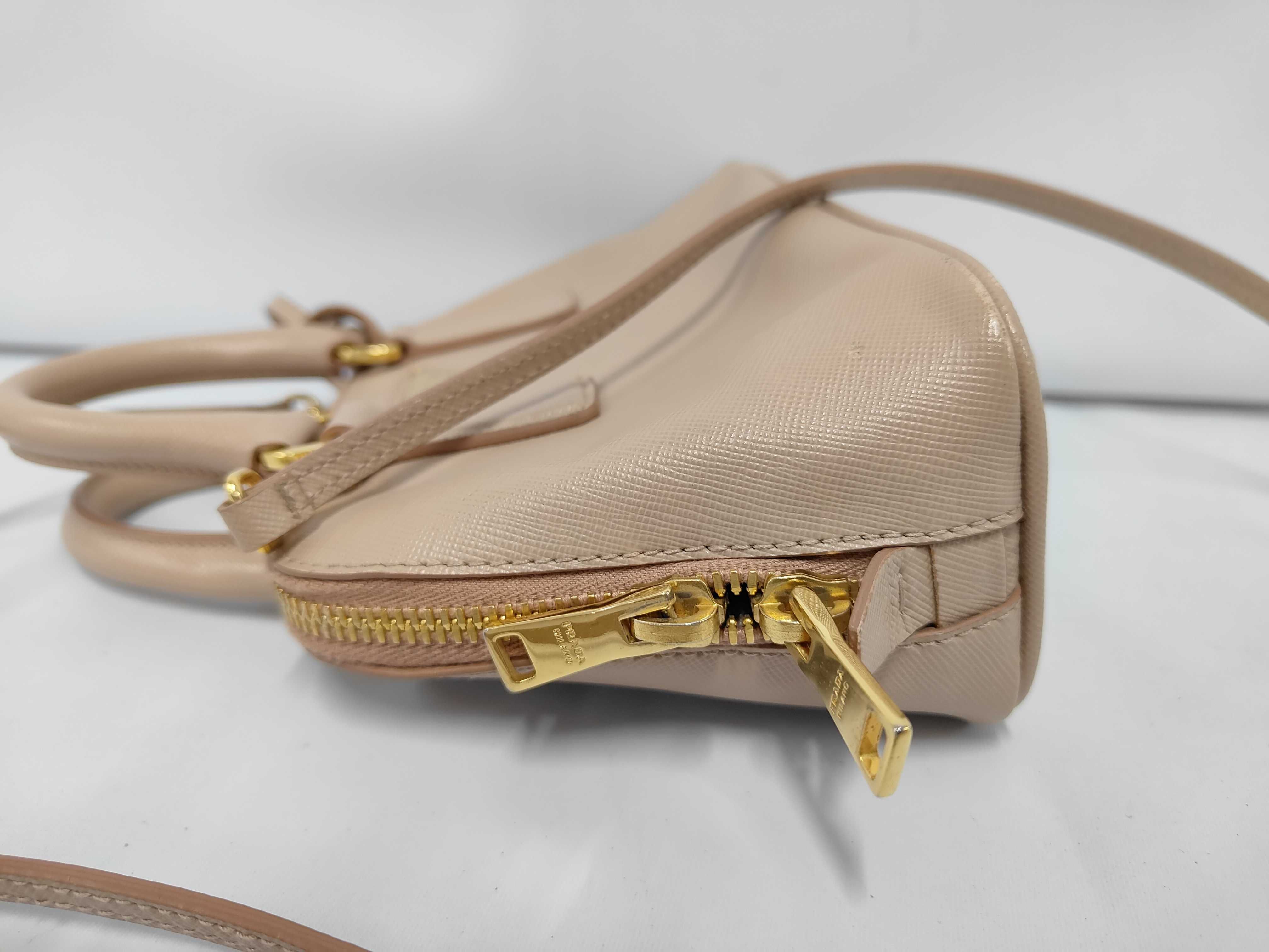 Saffiano Triangle Logo Promenade Leather 2-Way Mini Handbag — view 10