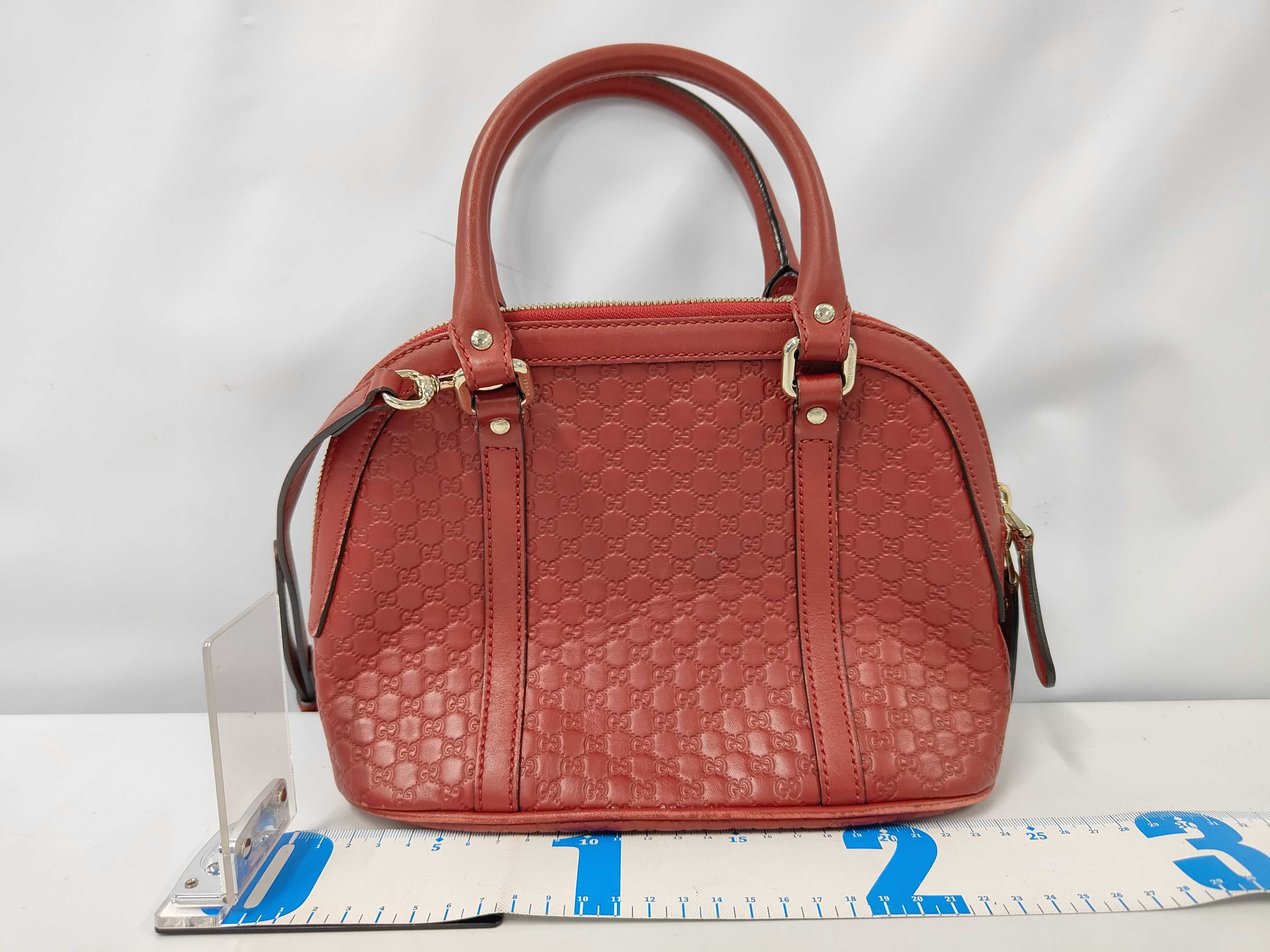Microguccissima 2-Way Handbag, Leather, Red, 520981, Gucci Handbag — view 2