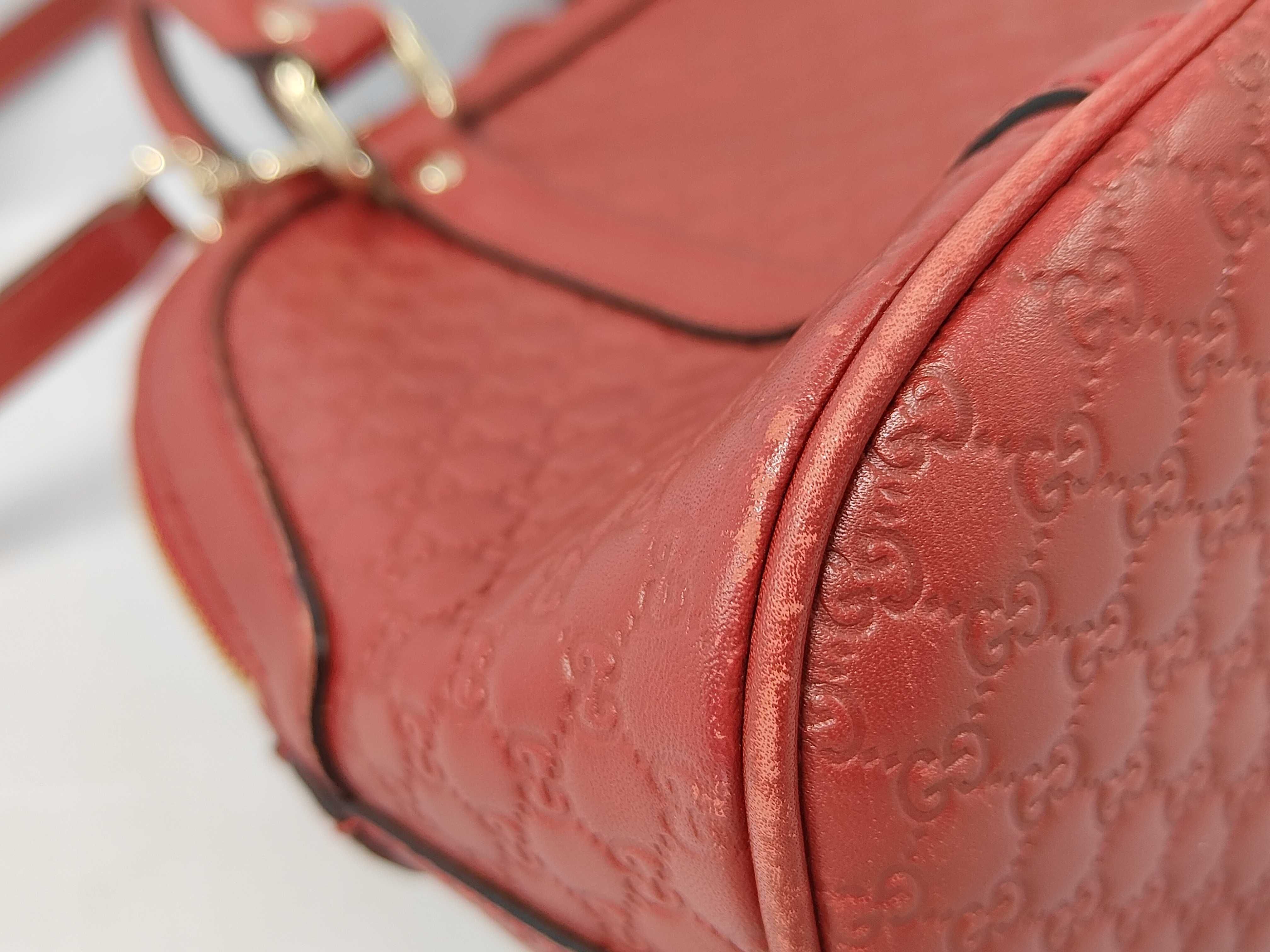 Microguccissima 2-Way Handbag, Leather, Red, 520981, Gucci Handbag — view 4