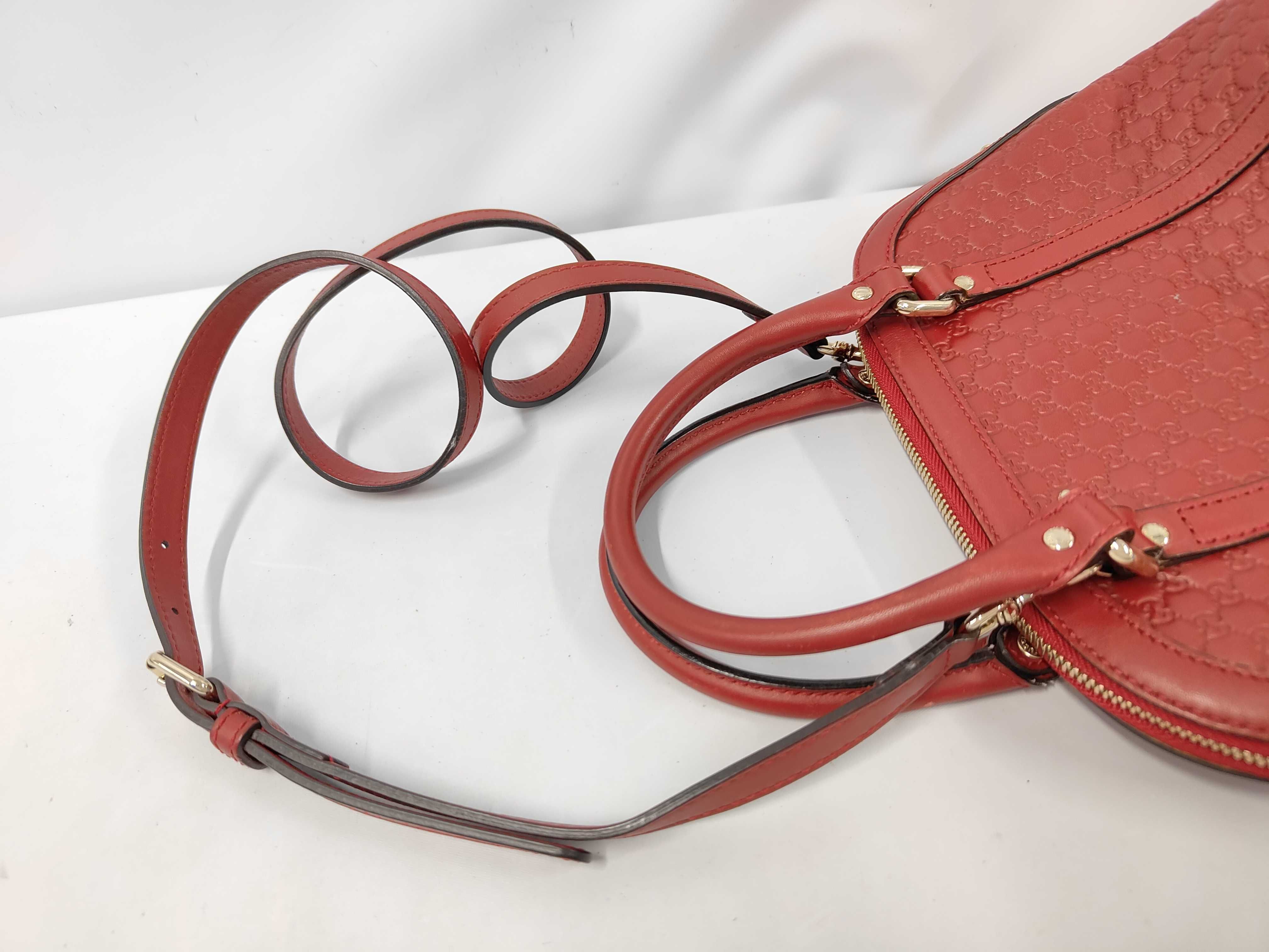Microguccissima 2-Way Handbag, Leather, Red, 520981, Gucci Handbag — view 5