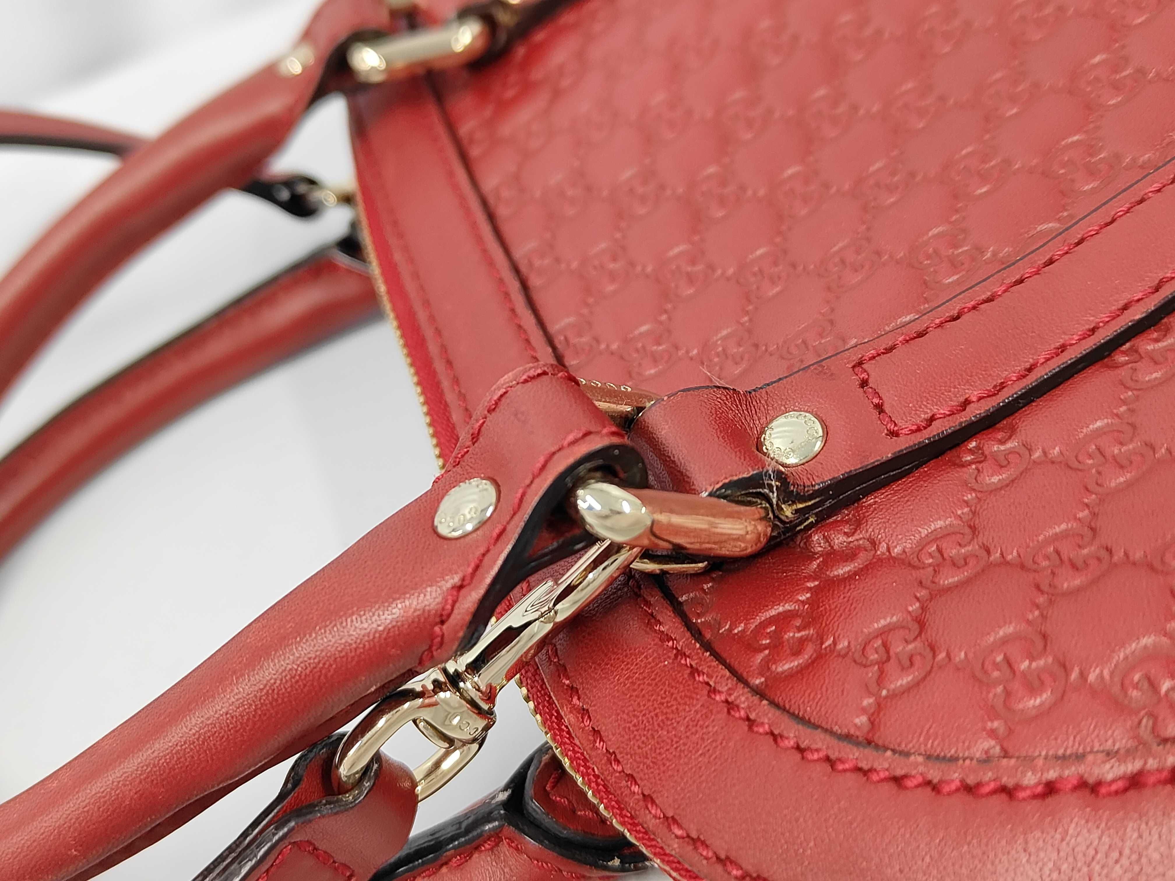 Microguccissima 2-Way Handbag, Leather, Red, 520981, Gucci Handbag — view 6