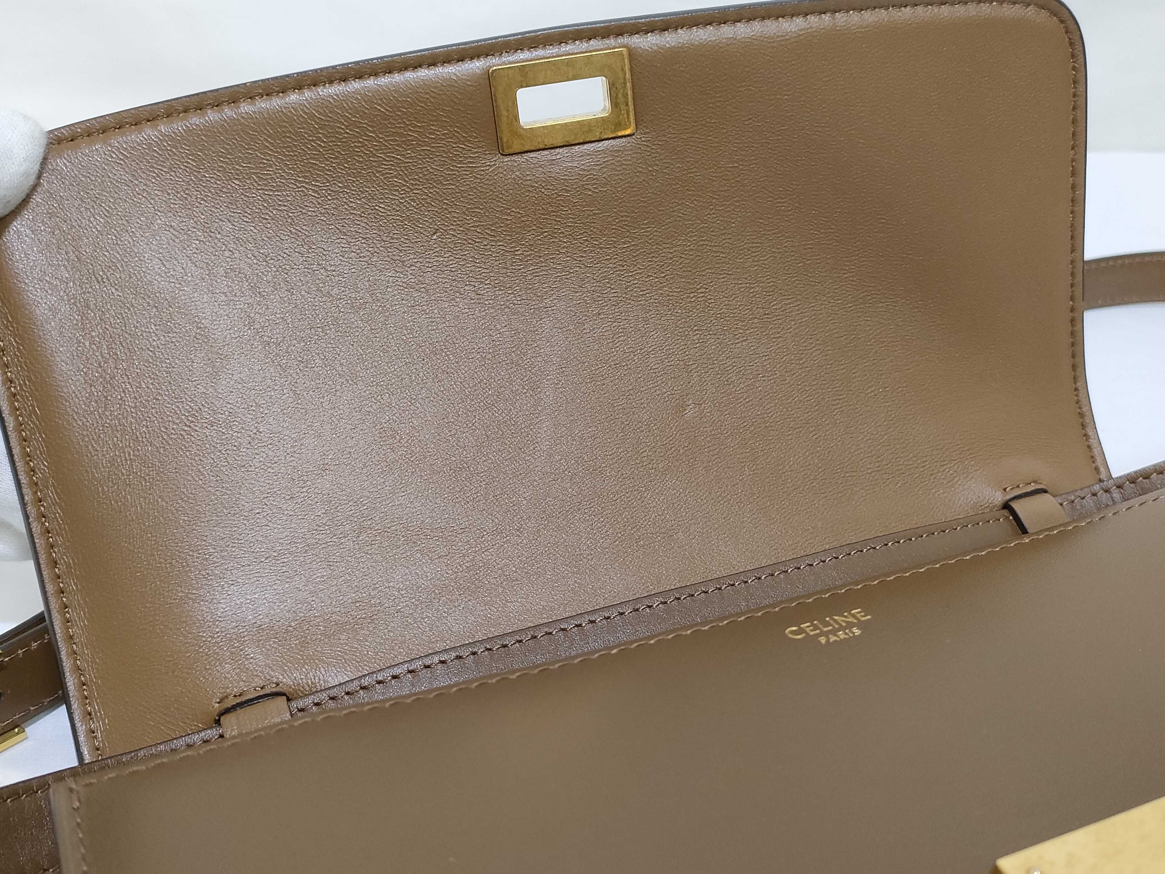 Classic Box Shoulder Bag, Medium, Leather, Brown Shoulder Bag — view 11