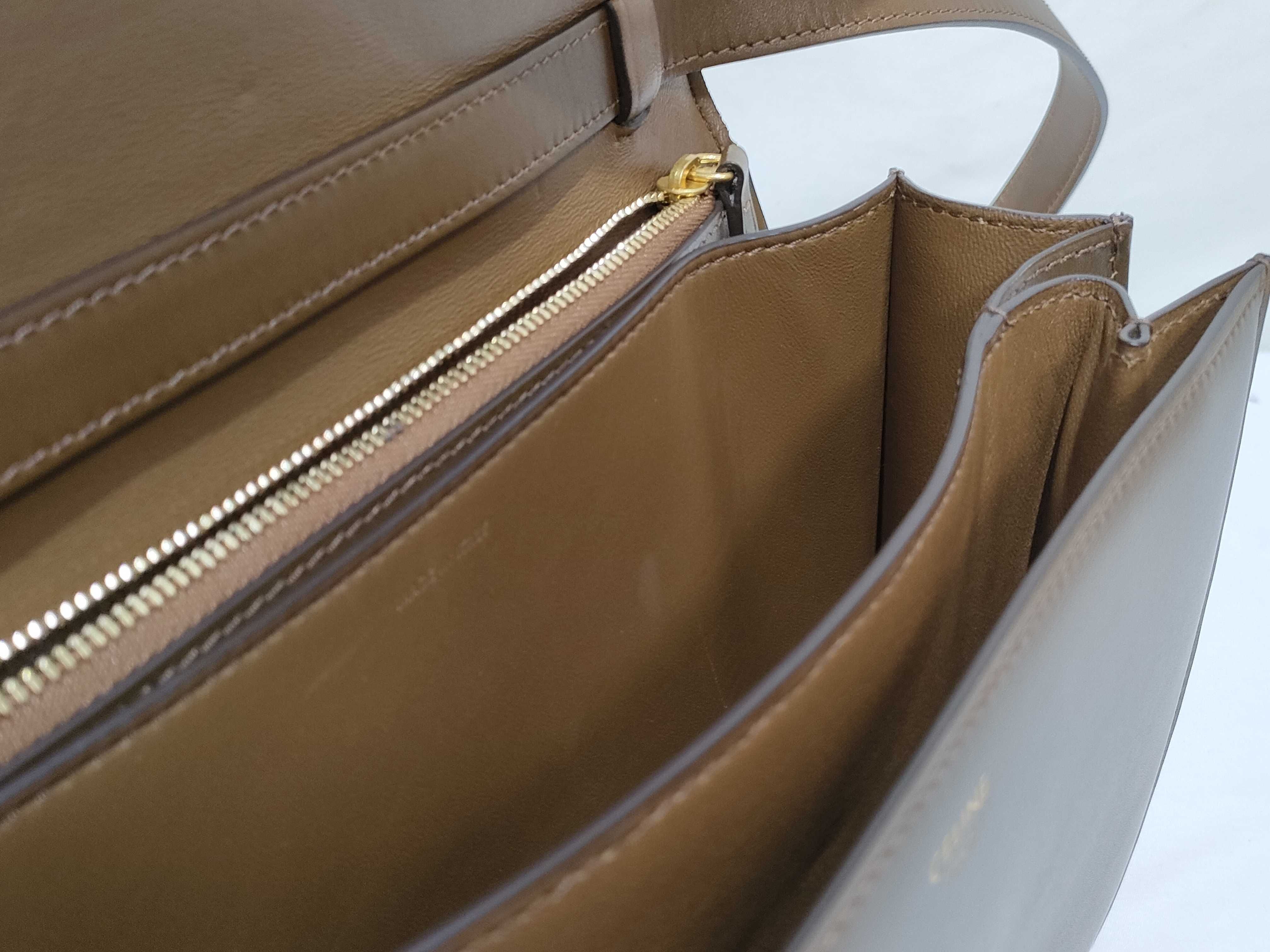 Classic Box Shoulder Bag, Medium, Leather, Brown Shoulder Bag — view 12