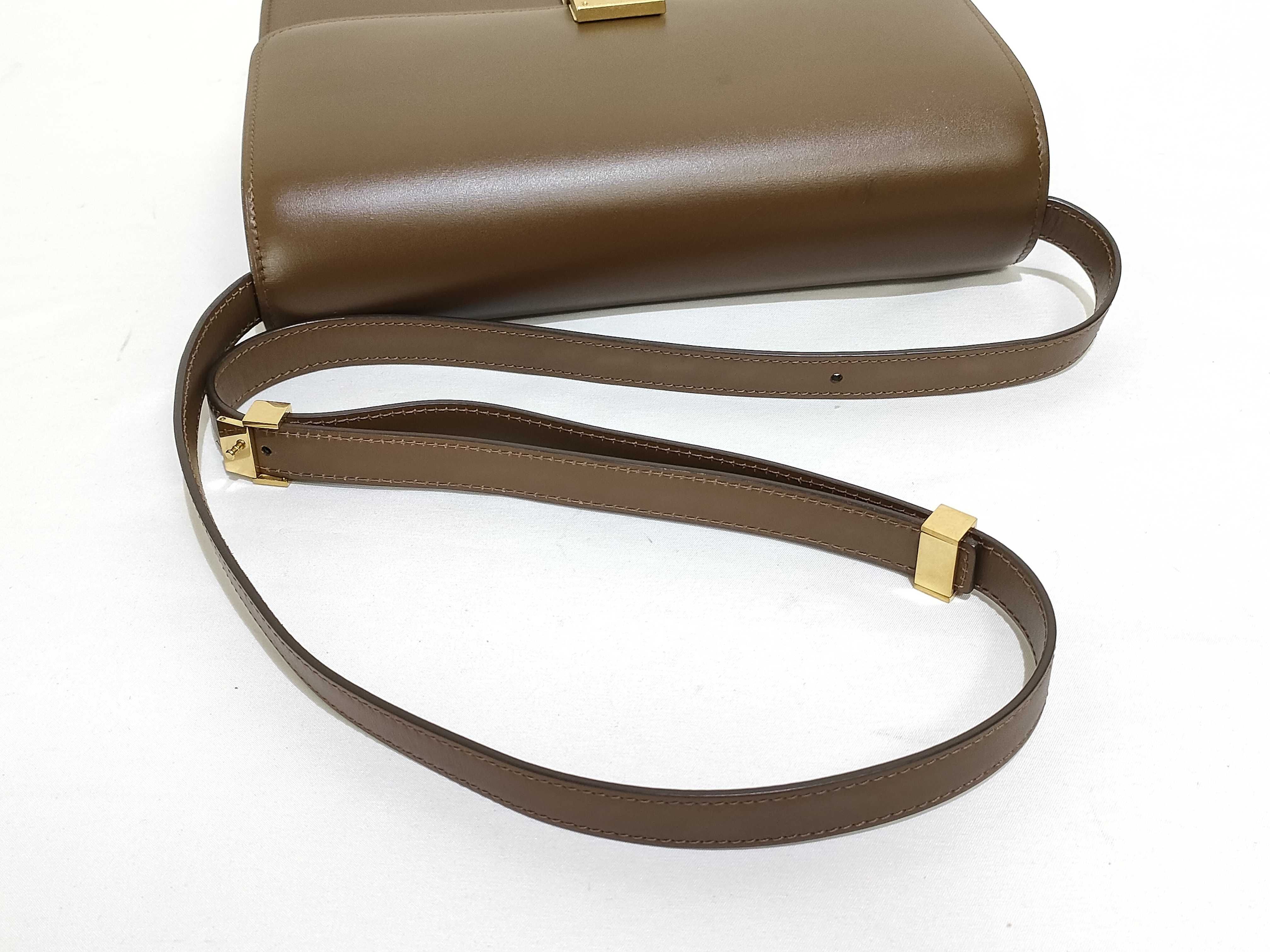 Classic Box Shoulder Bag, Medium, Leather, Brown Shoulder Bag — view 3