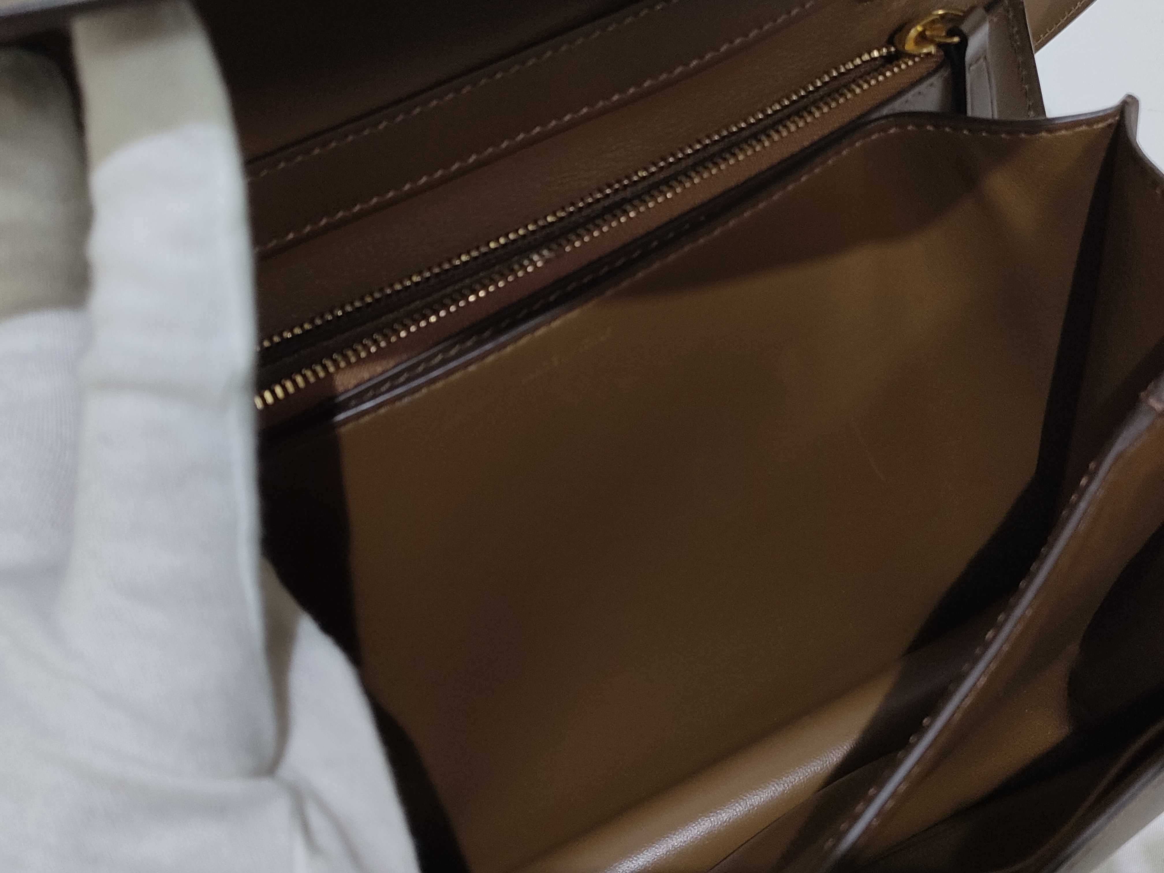 Classic Box Shoulder Bag, Medium, Leather, Brown Shoulder Bag — view 8