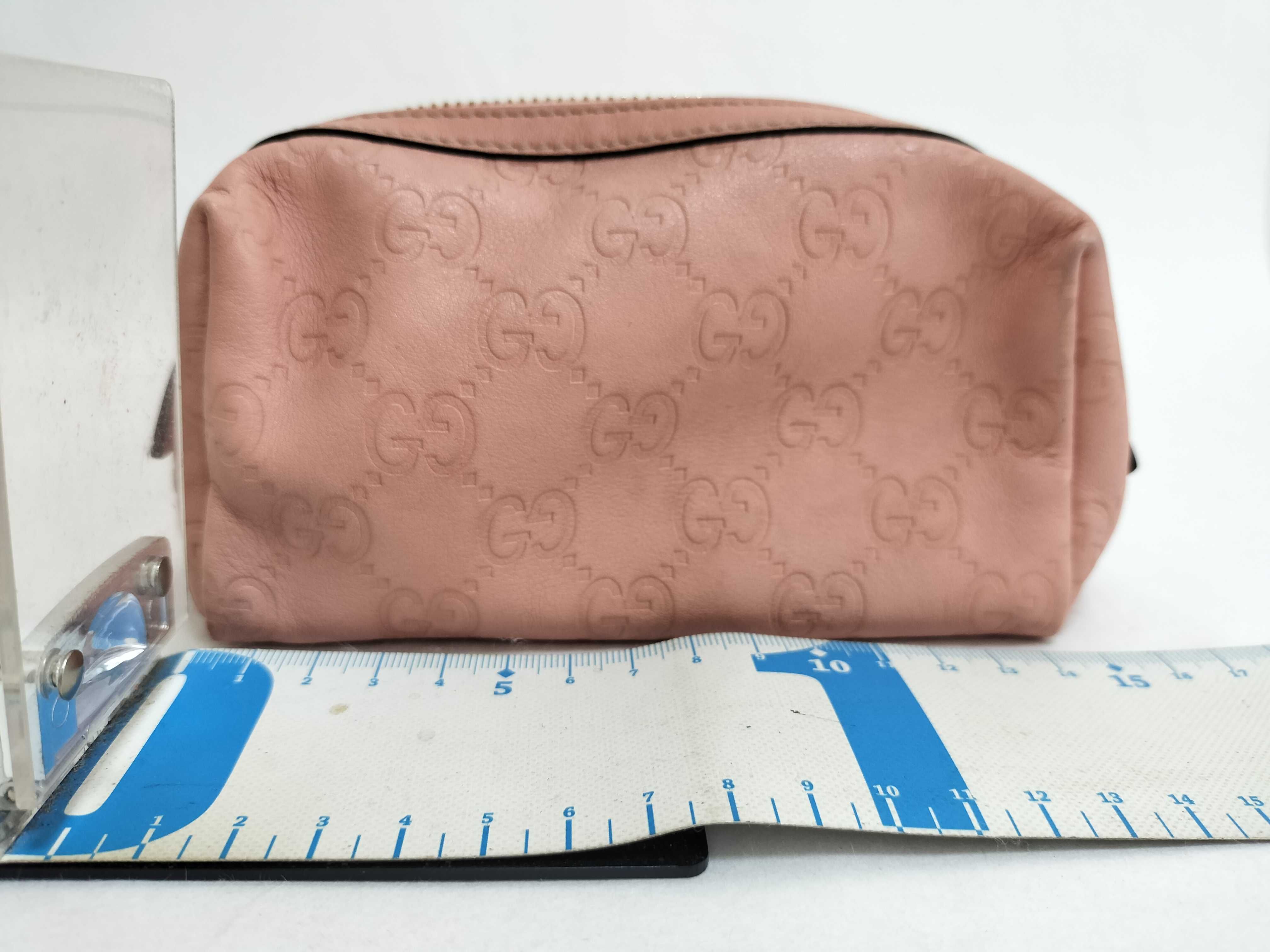 Guccissima Pouch, Gucci Pouch, GG Shima Leather, Heart Charm, Pink Pouch — view 2