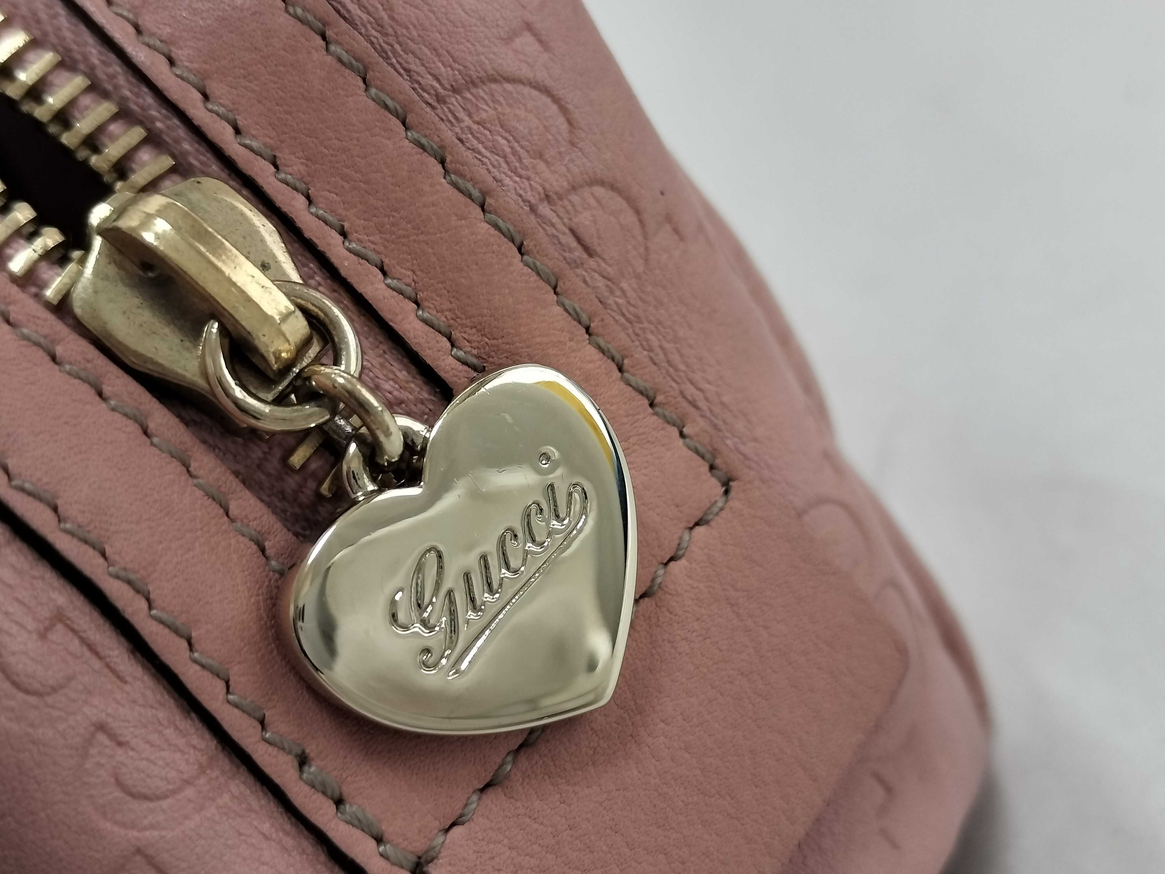 Guccissima Pouch, Gucci Pouch, GG Shima Leather, Heart Charm, Pink Pouch — view 9