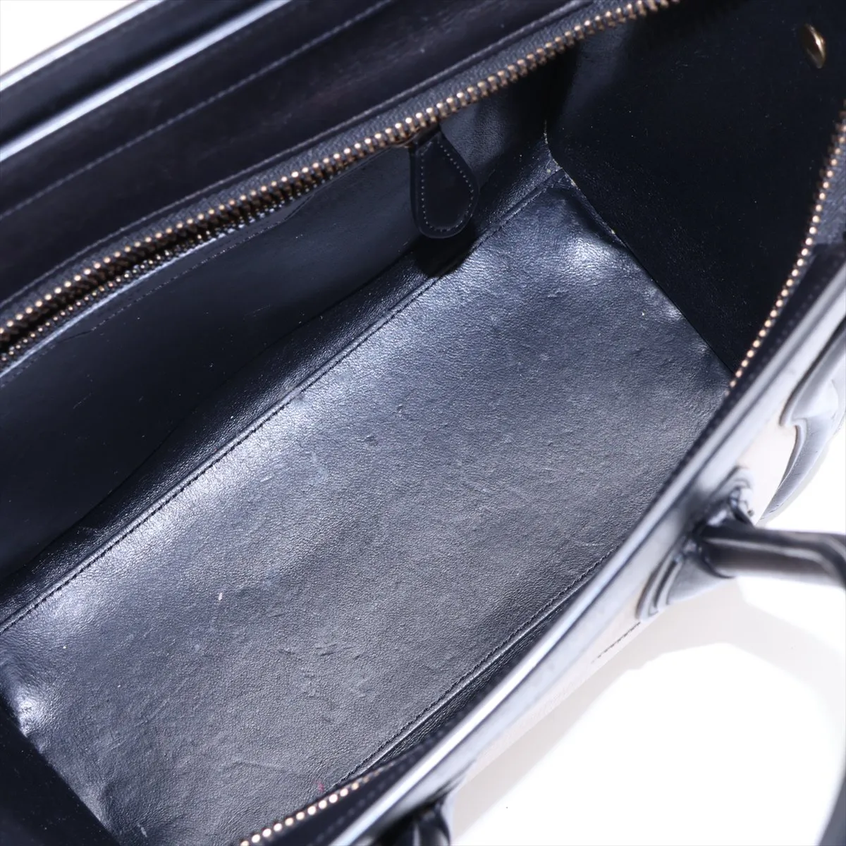 Luggage Micro Shopper Leather x Suede Handbag, Black x Yellow — view 7