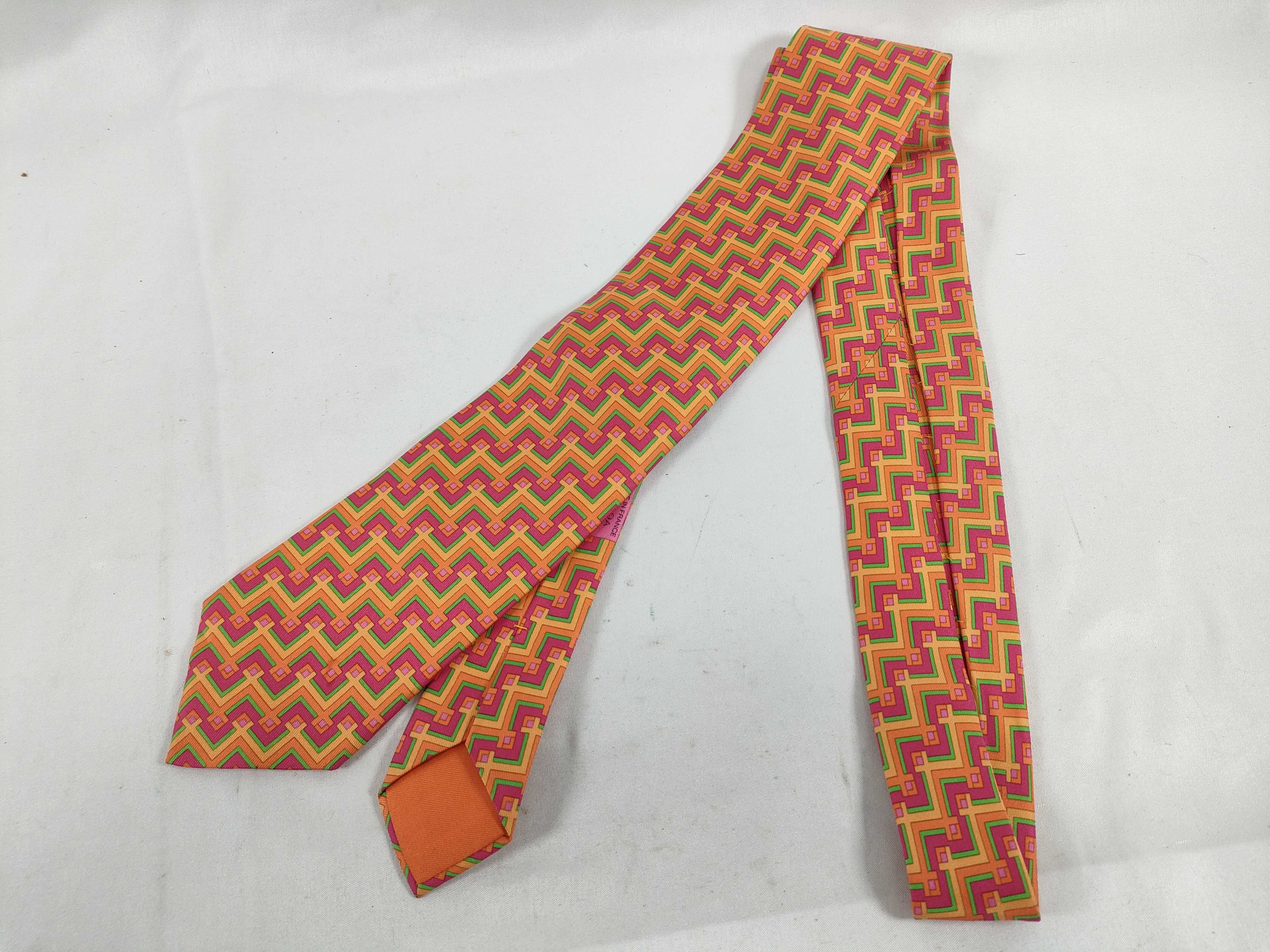 silk tie, orange multicolor, other accessories — view 2