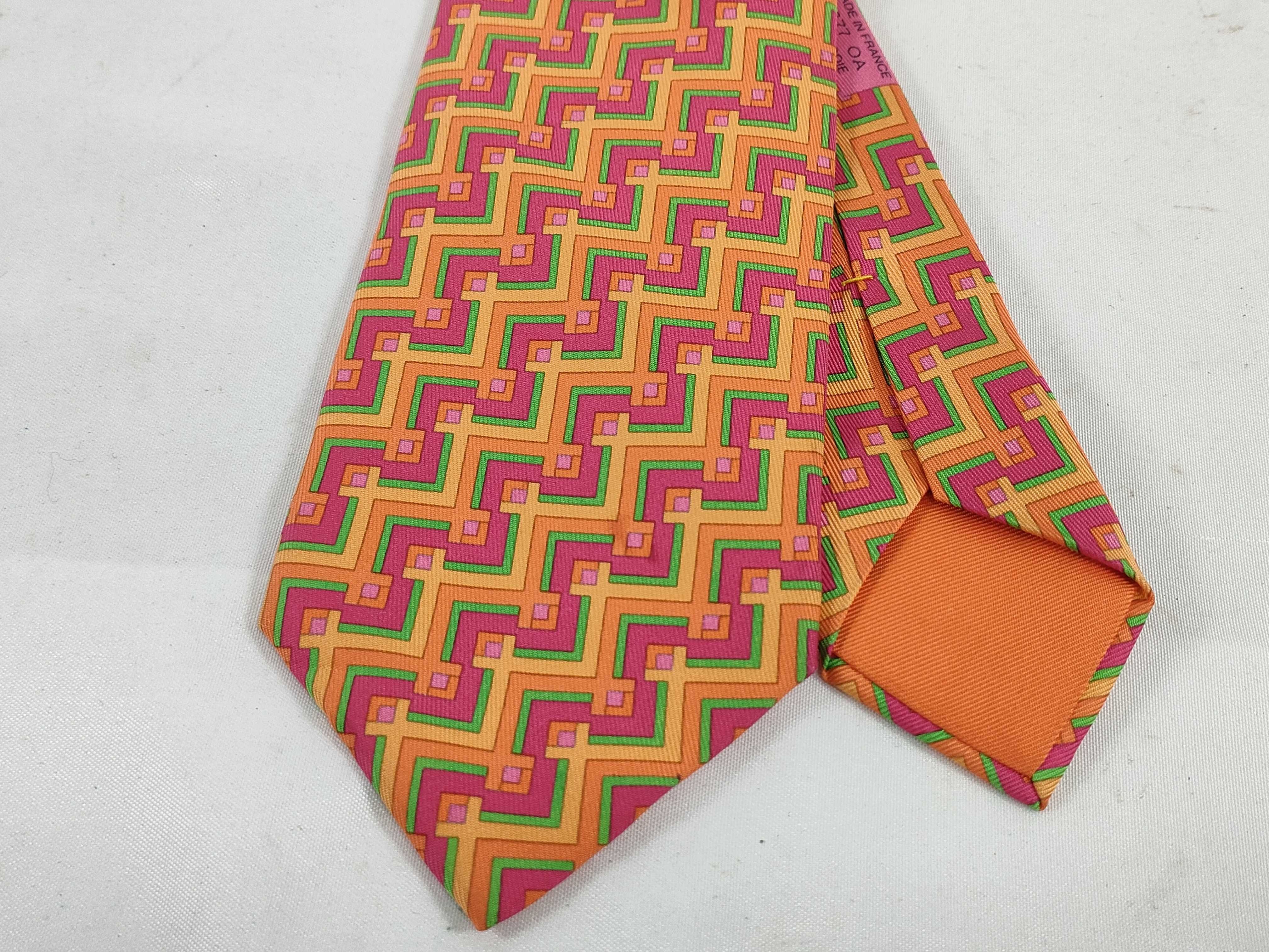 silk tie, orange multicolor, other accessories — view 3