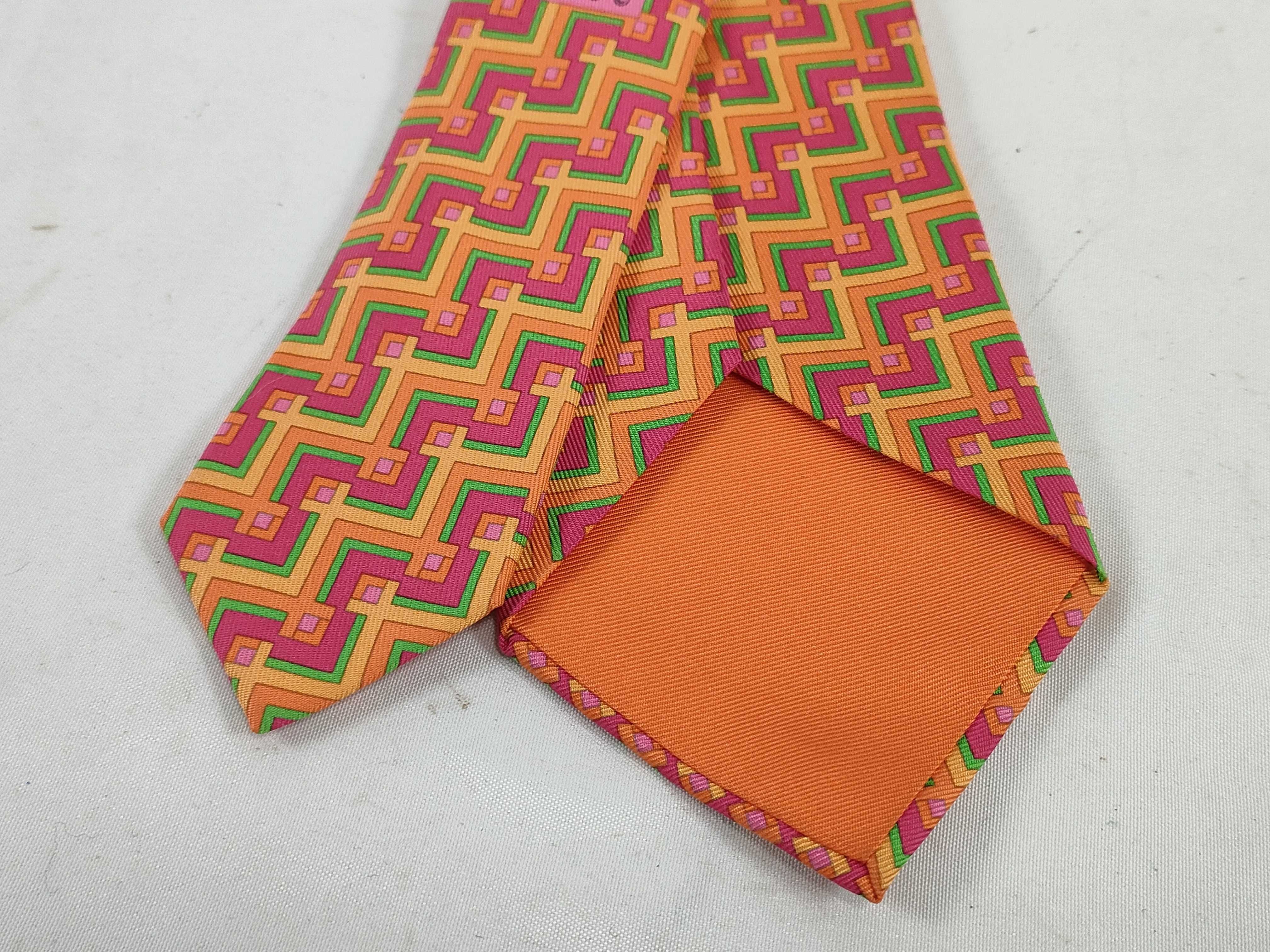 silk tie, orange multicolor, other accessories — view 4