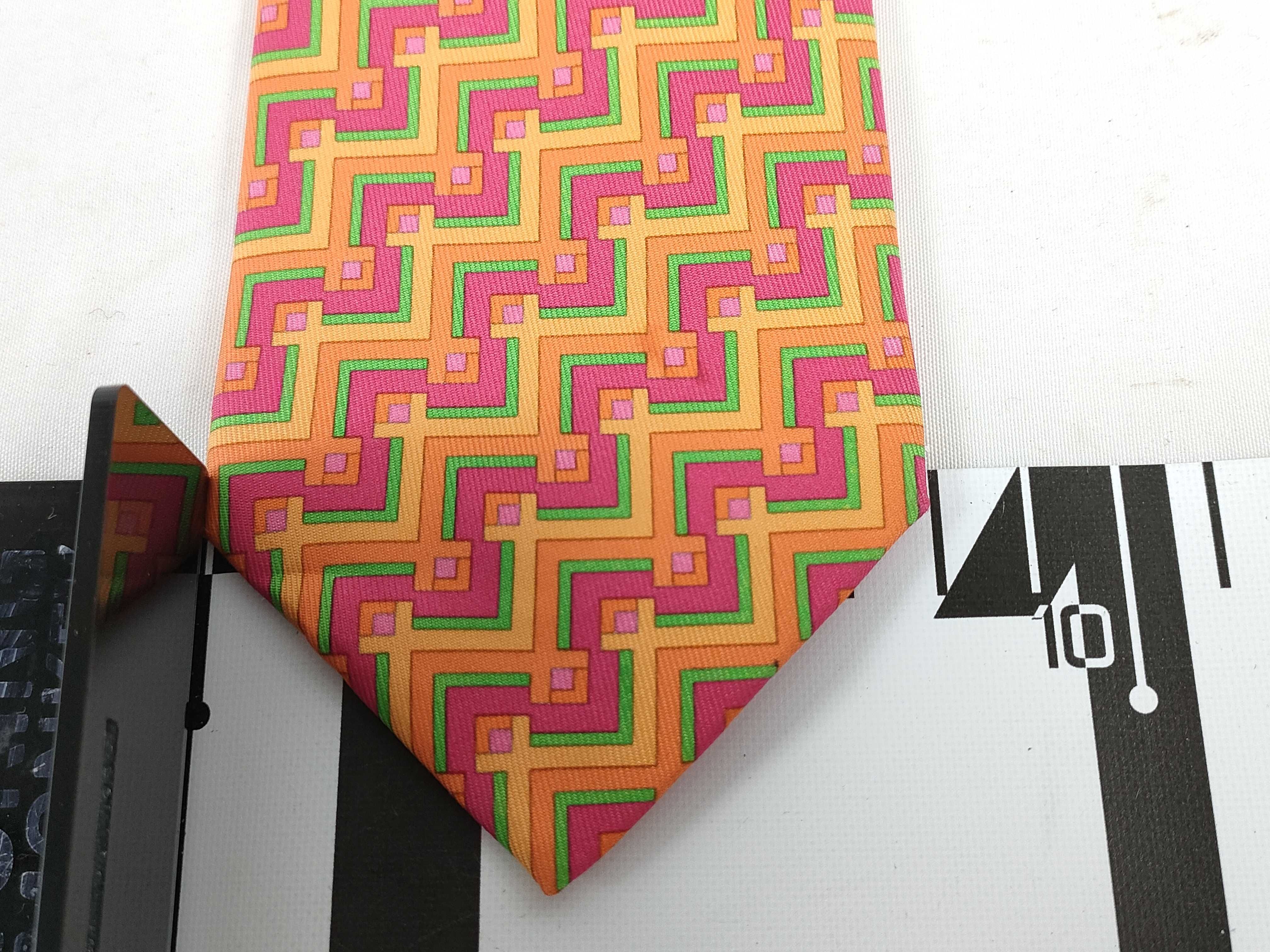 silk tie, orange multicolor, other accessories — view 10