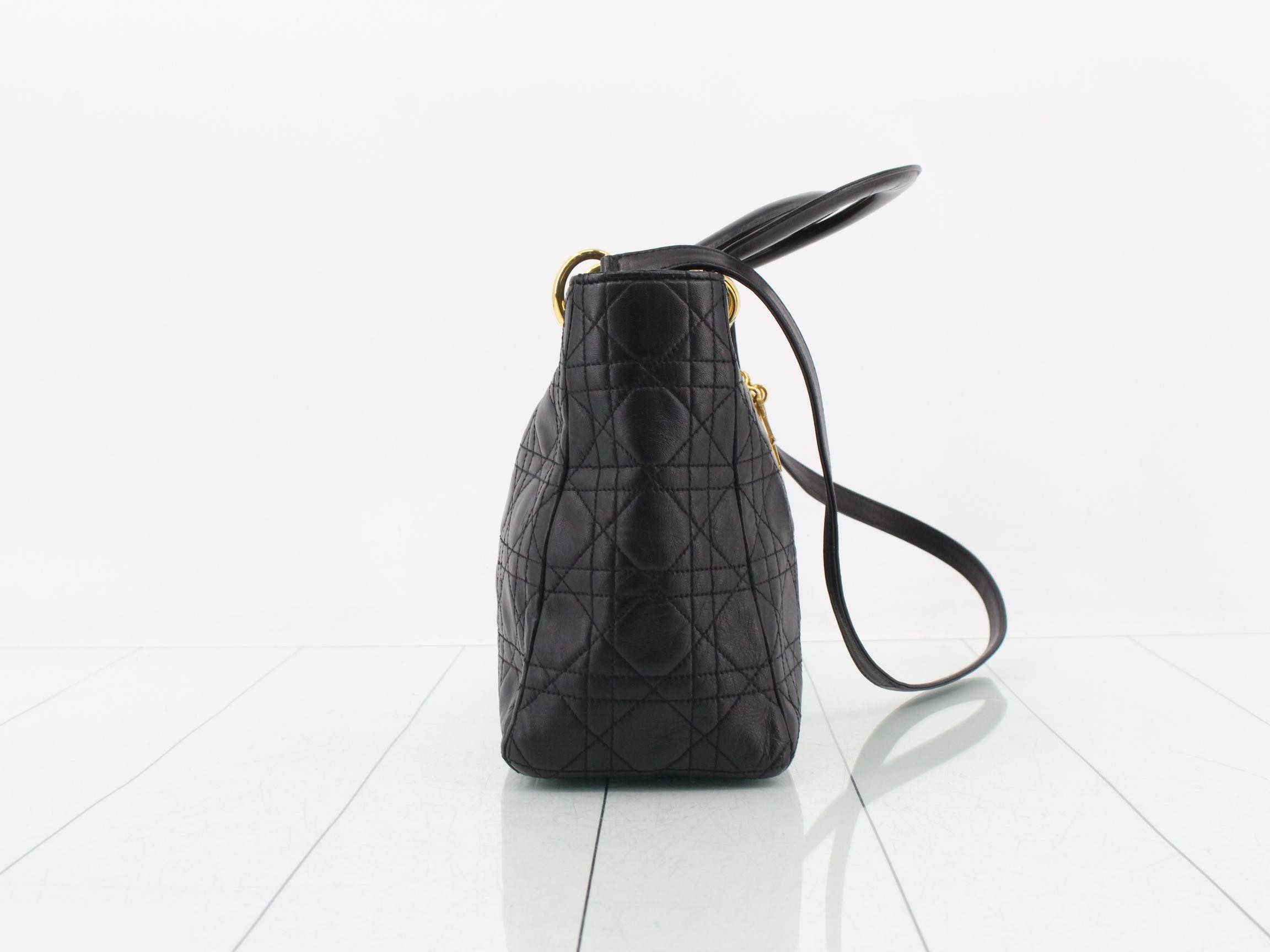 Lady Dior Lambskin Black Cannage 2-Way Handbag with Strap — view 4