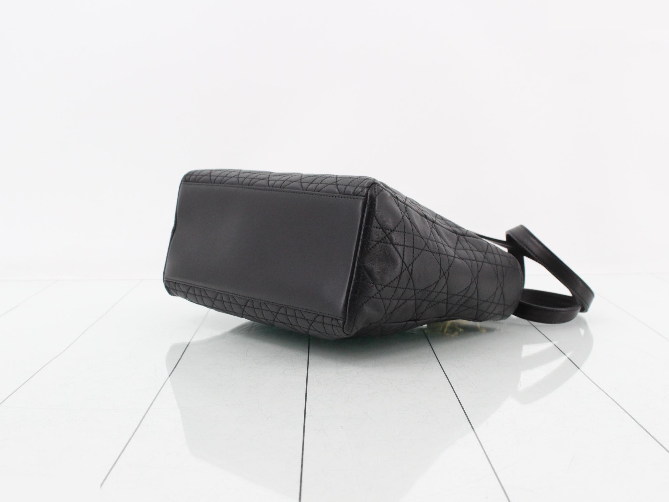 Lady Dior Lambskin Black Cannage 2-Way Handbag with Strap — view 6