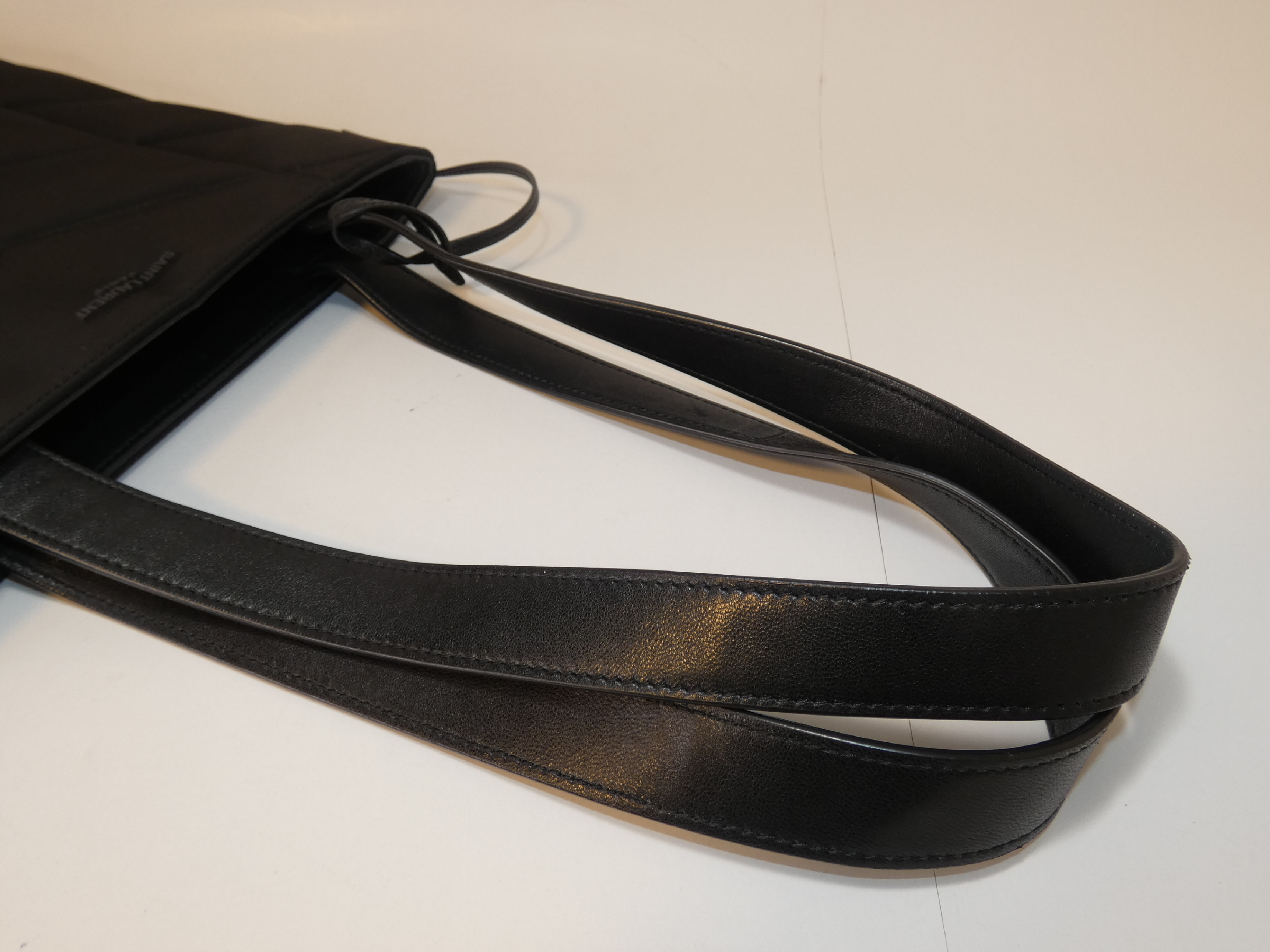 Puffer Leather Nylon Black Hand Tote Bag — view 4