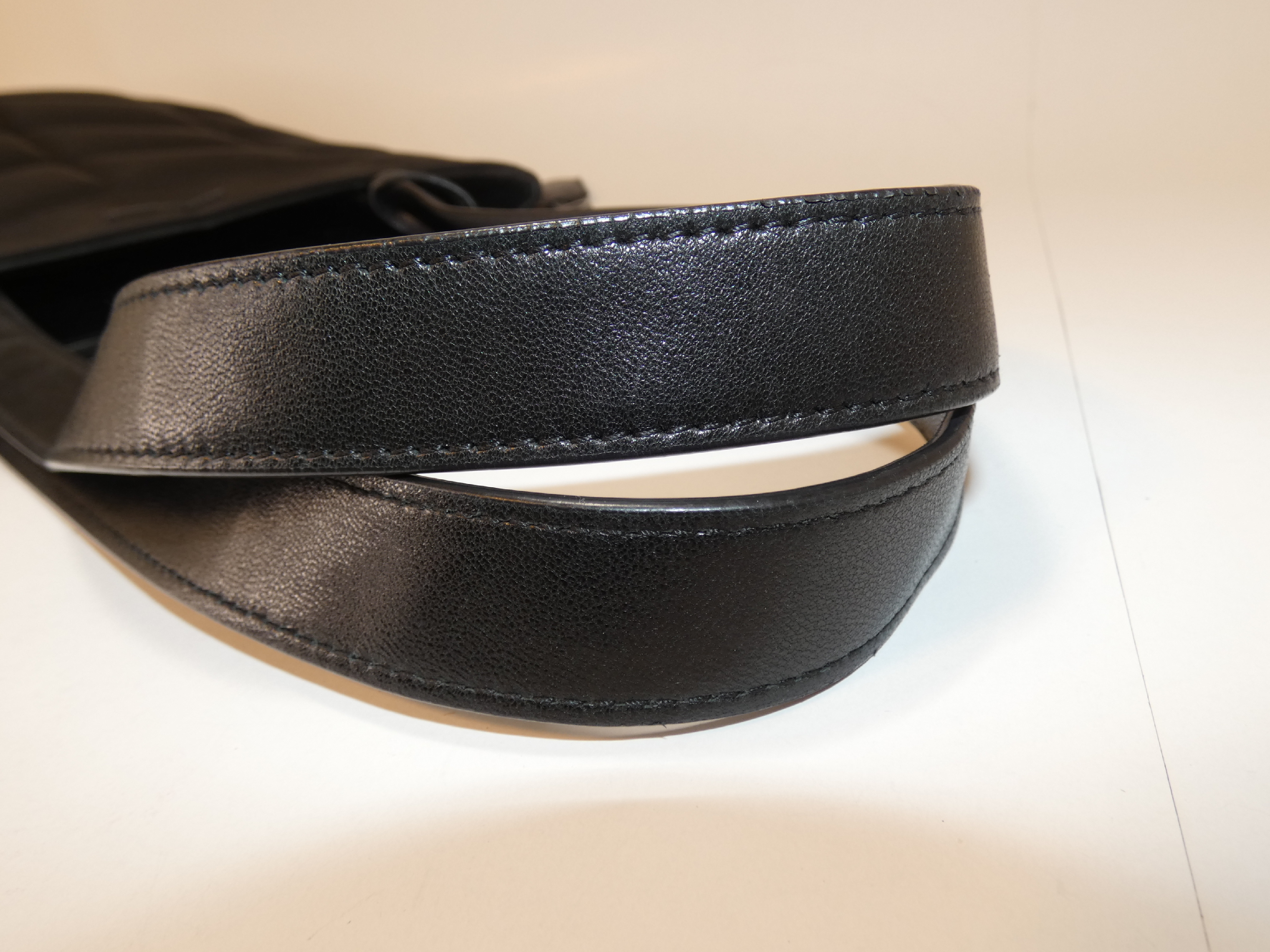 Puffer Leather Nylon Black Hand Tote Bag — view 5