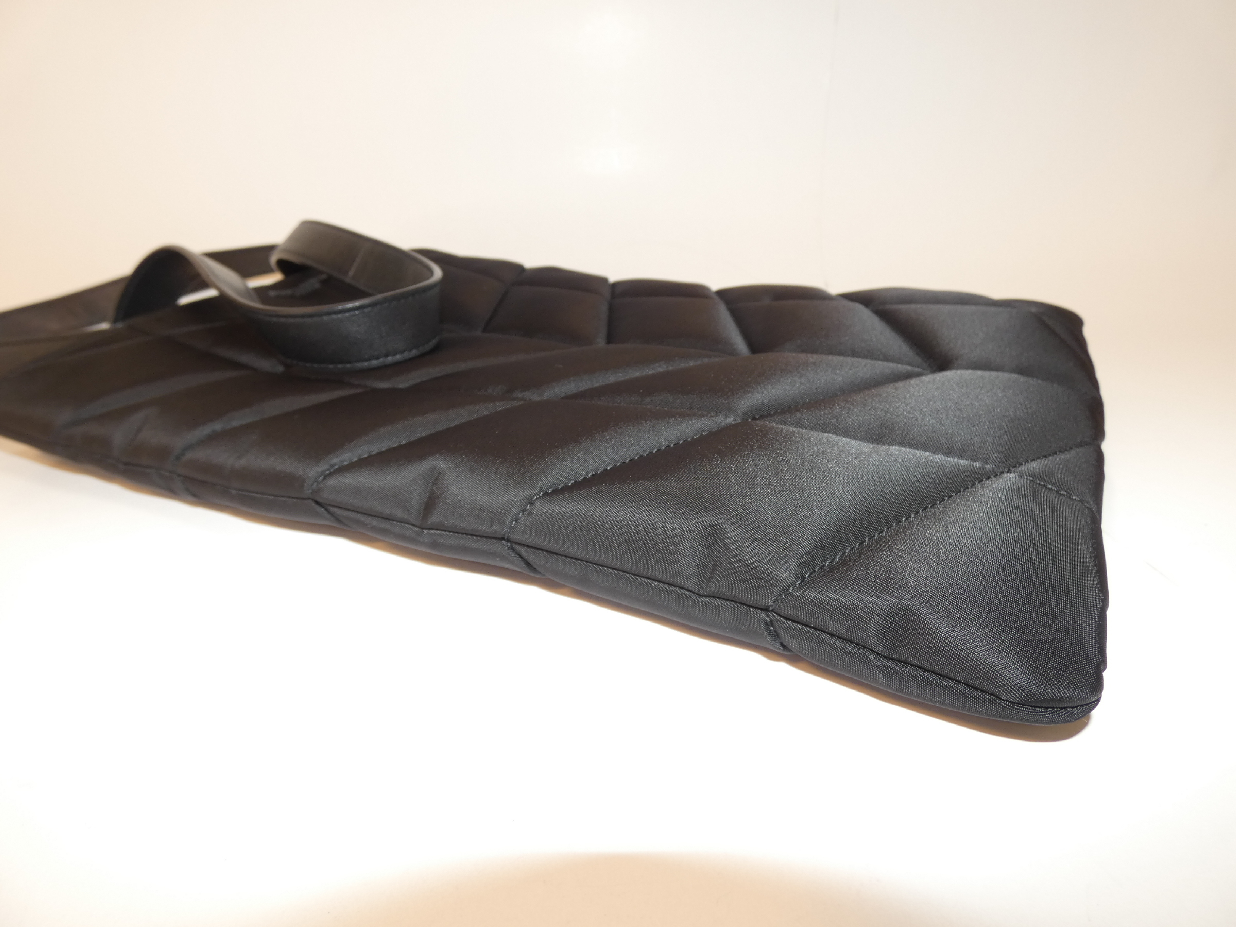 Puffer Leather Nylon Black Hand Tote Bag — view 7