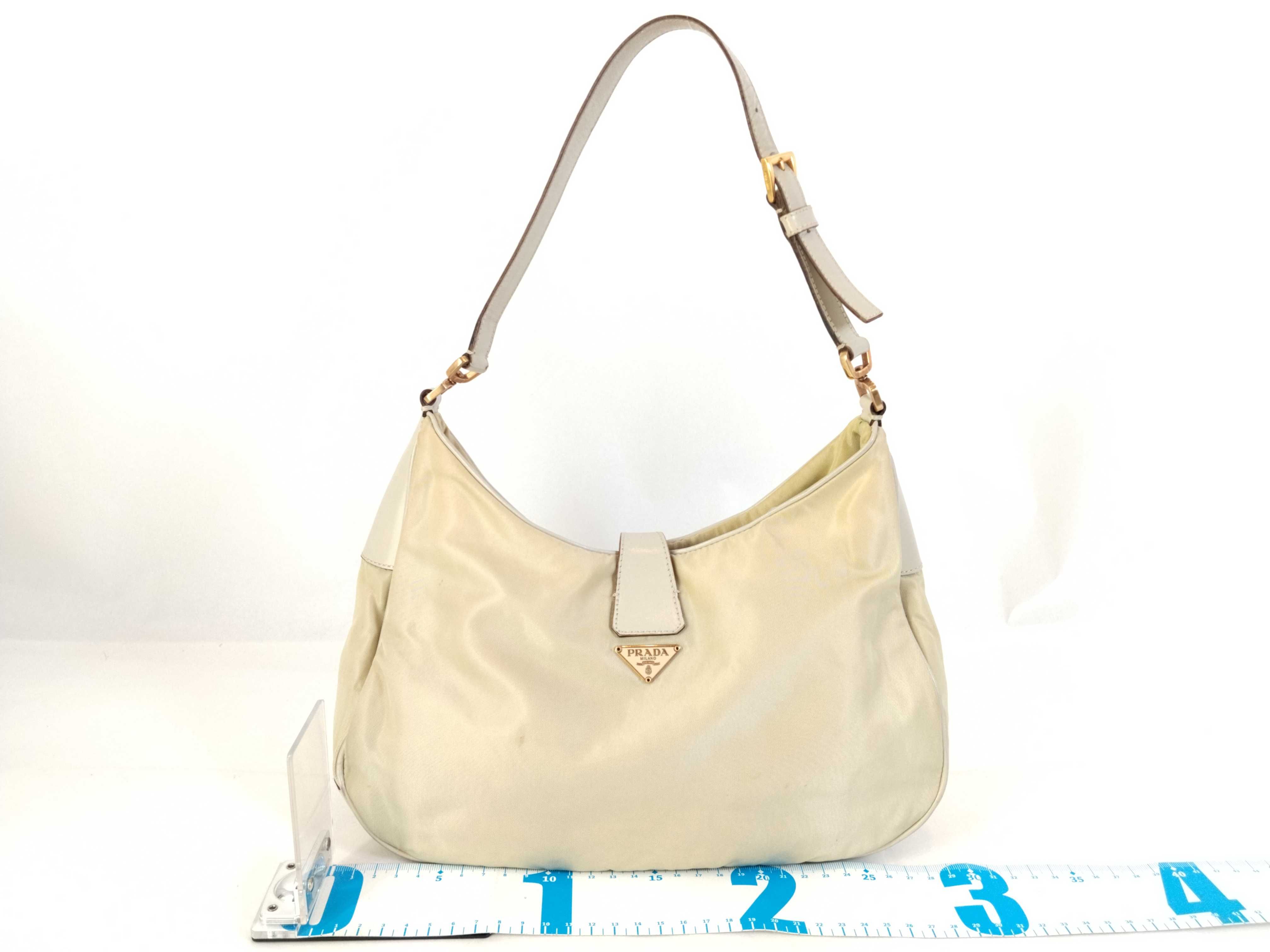 nylon shoulder bag, beige nylon shoulder bag — view 2