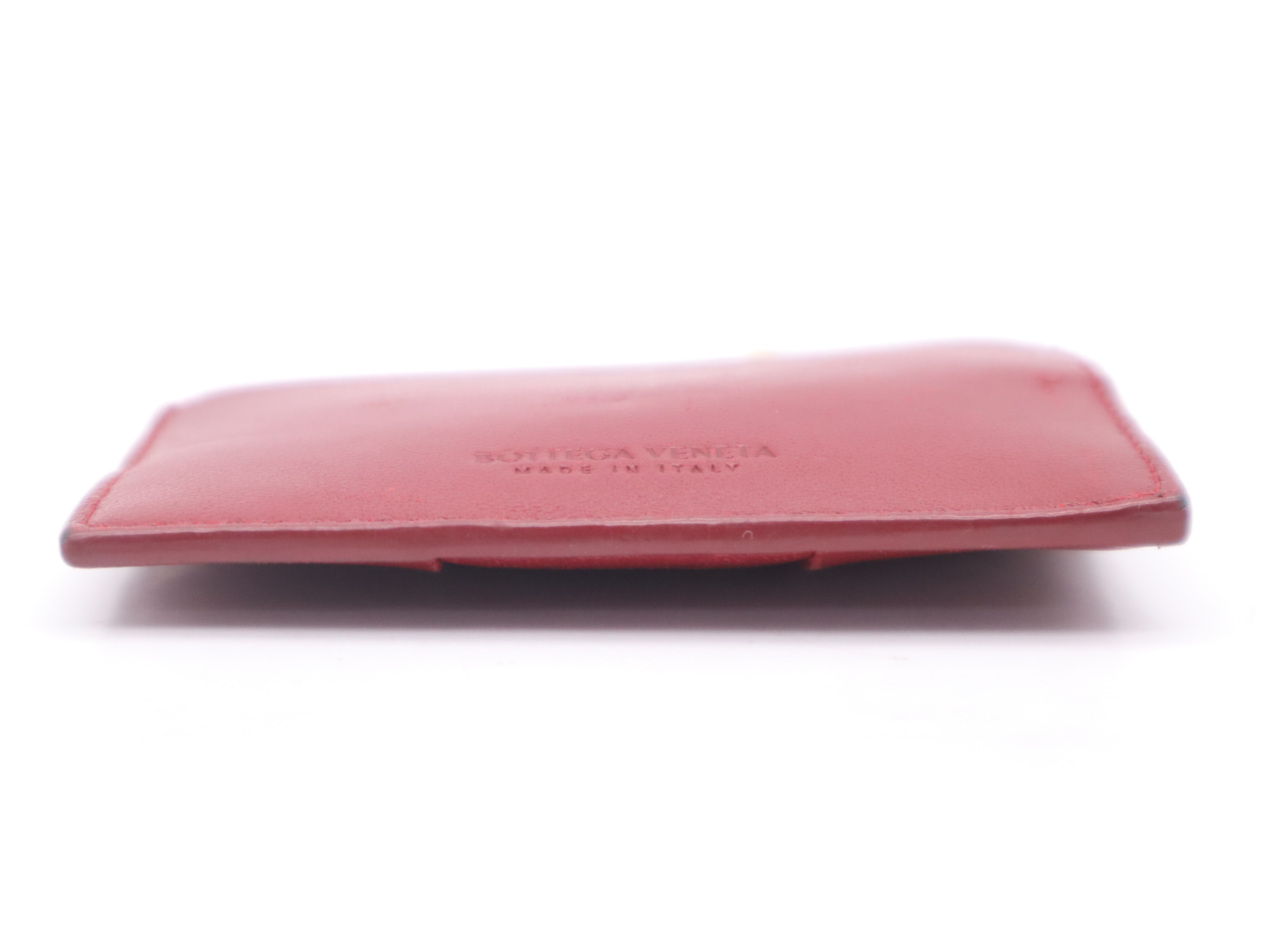 Leather Cassette Maxi Intrecciato Red Card Case — view 4