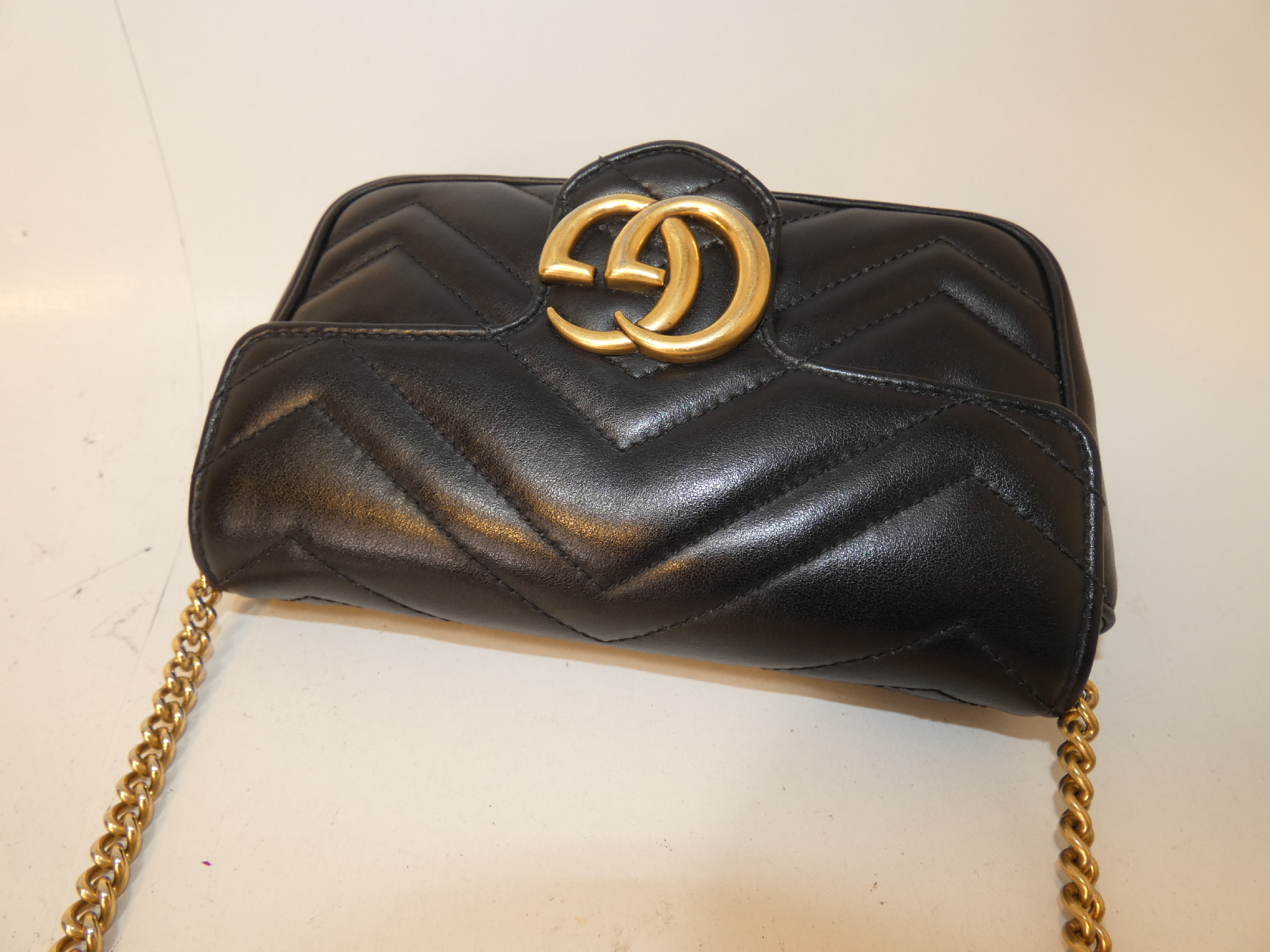 Marmont Black Leather Chain Mini Shoulder Bag — view 3