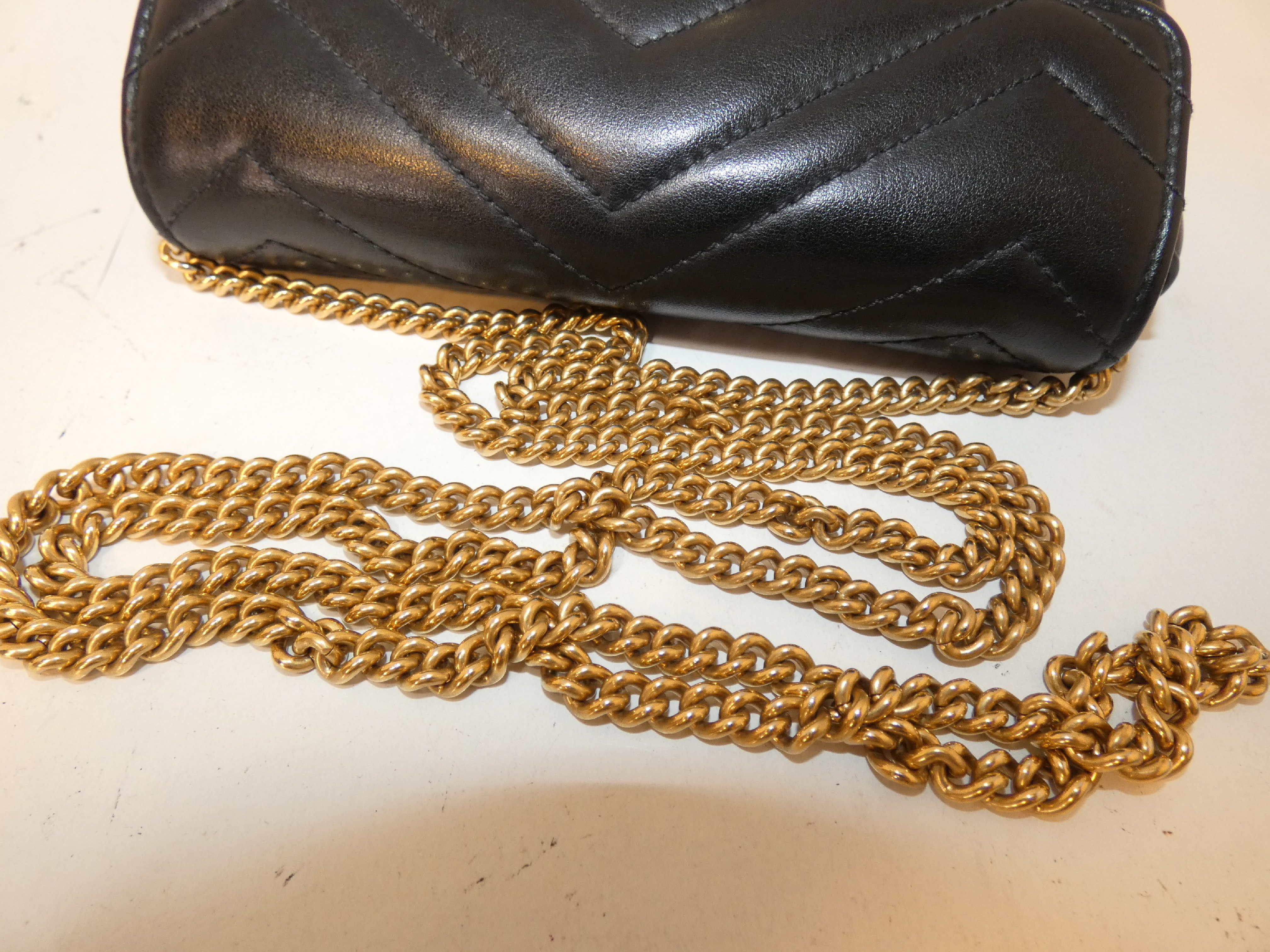 Marmont Black Leather Chain Mini Shoulder Bag — view 4