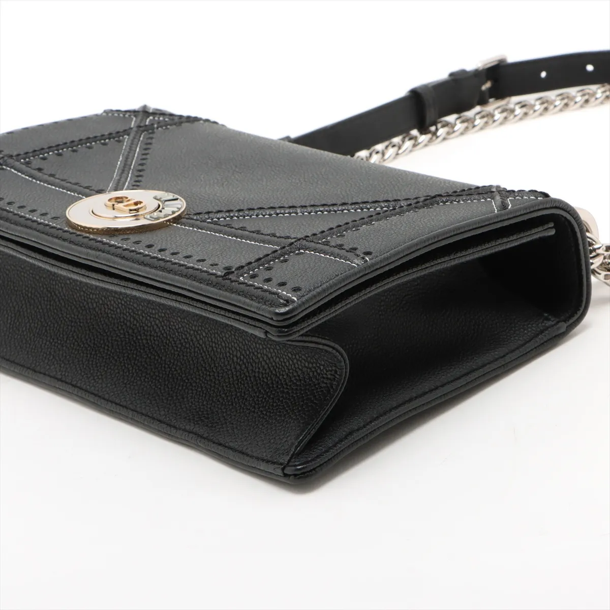 Diorama Leather Chain Shoulder Bag Black — view 3