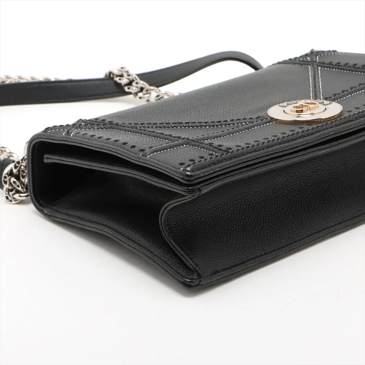 Diorama Leather Chain Shoulder Bag Black — view 4