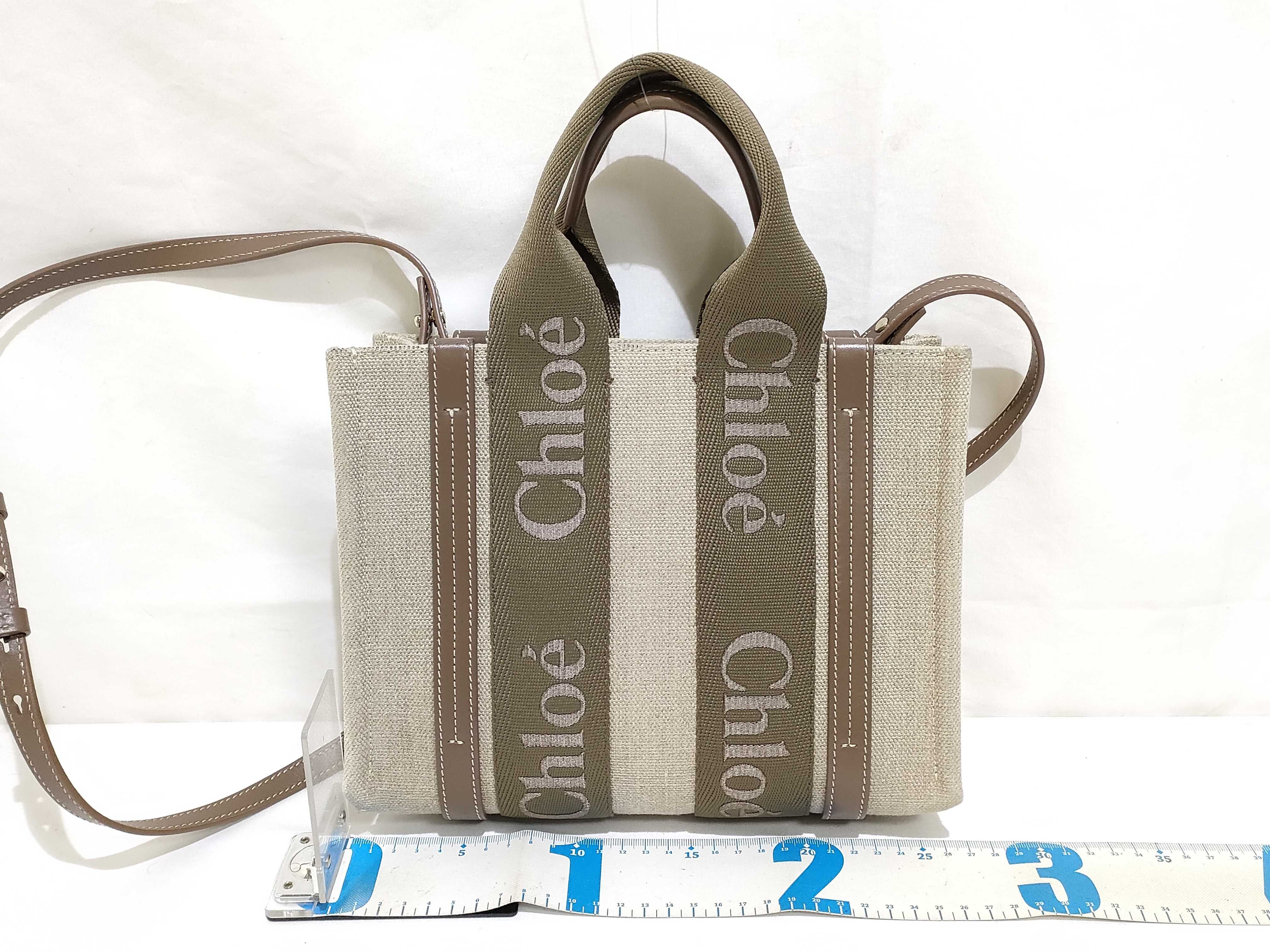 Woody Small Canvas Handbag (Khaki x Beige) — view 2