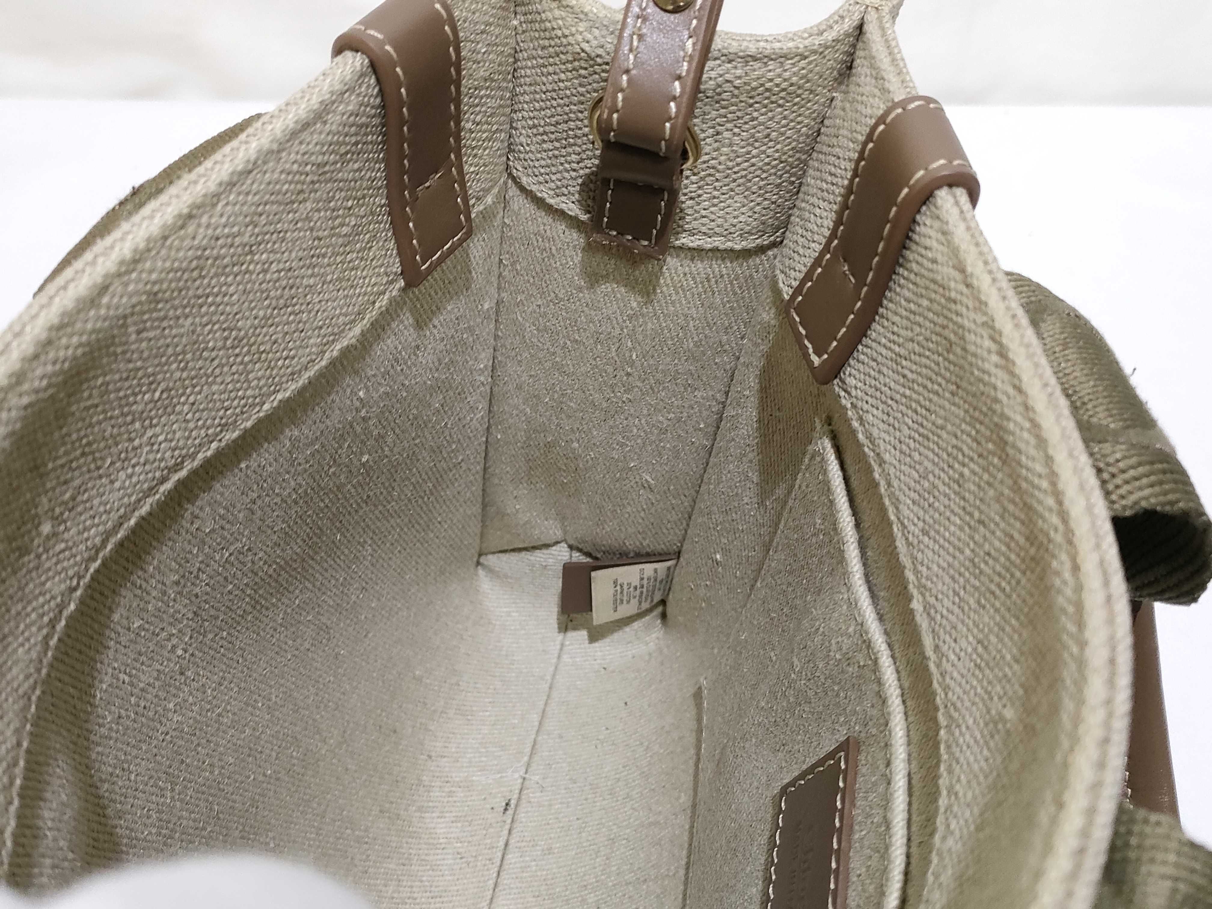 Woody Small Canvas Handbag (Khaki x Beige) — view 11