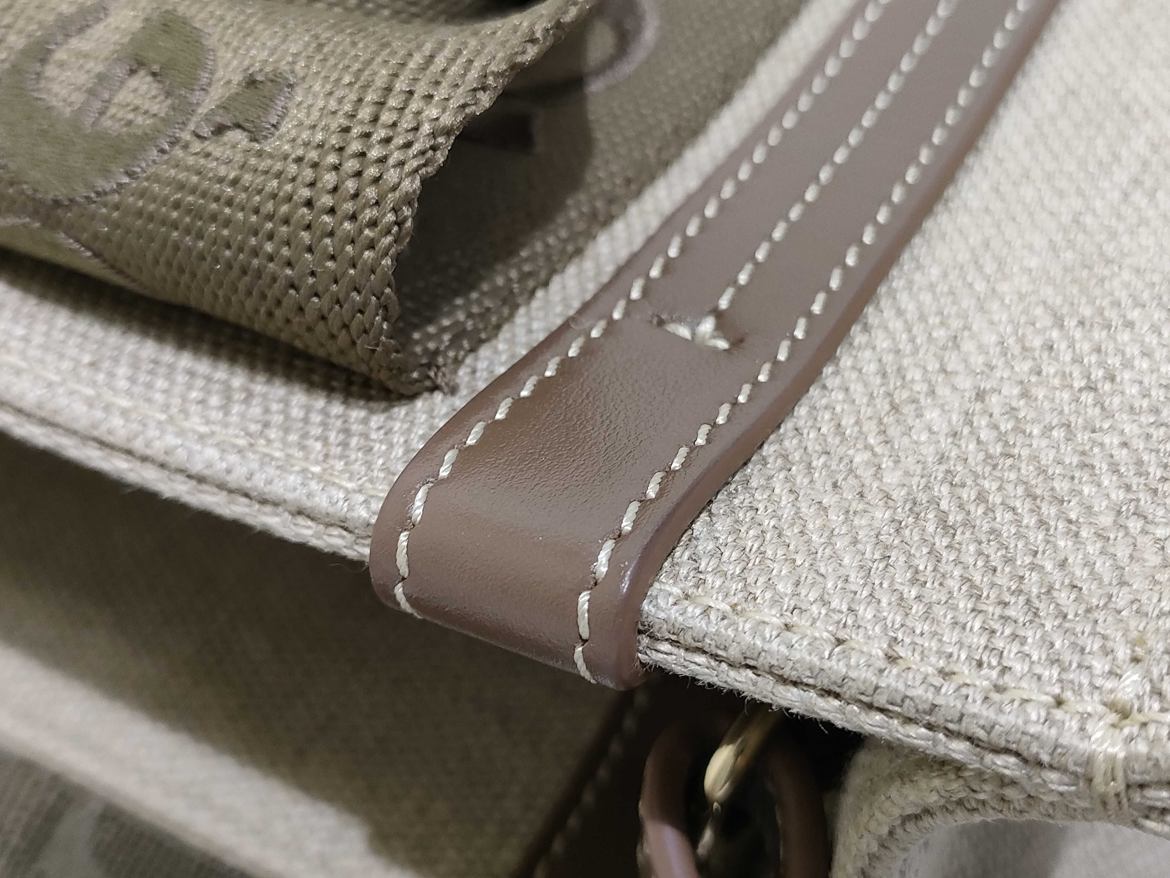 Woody Small Canvas Handbag (Khaki x Beige) — view 13