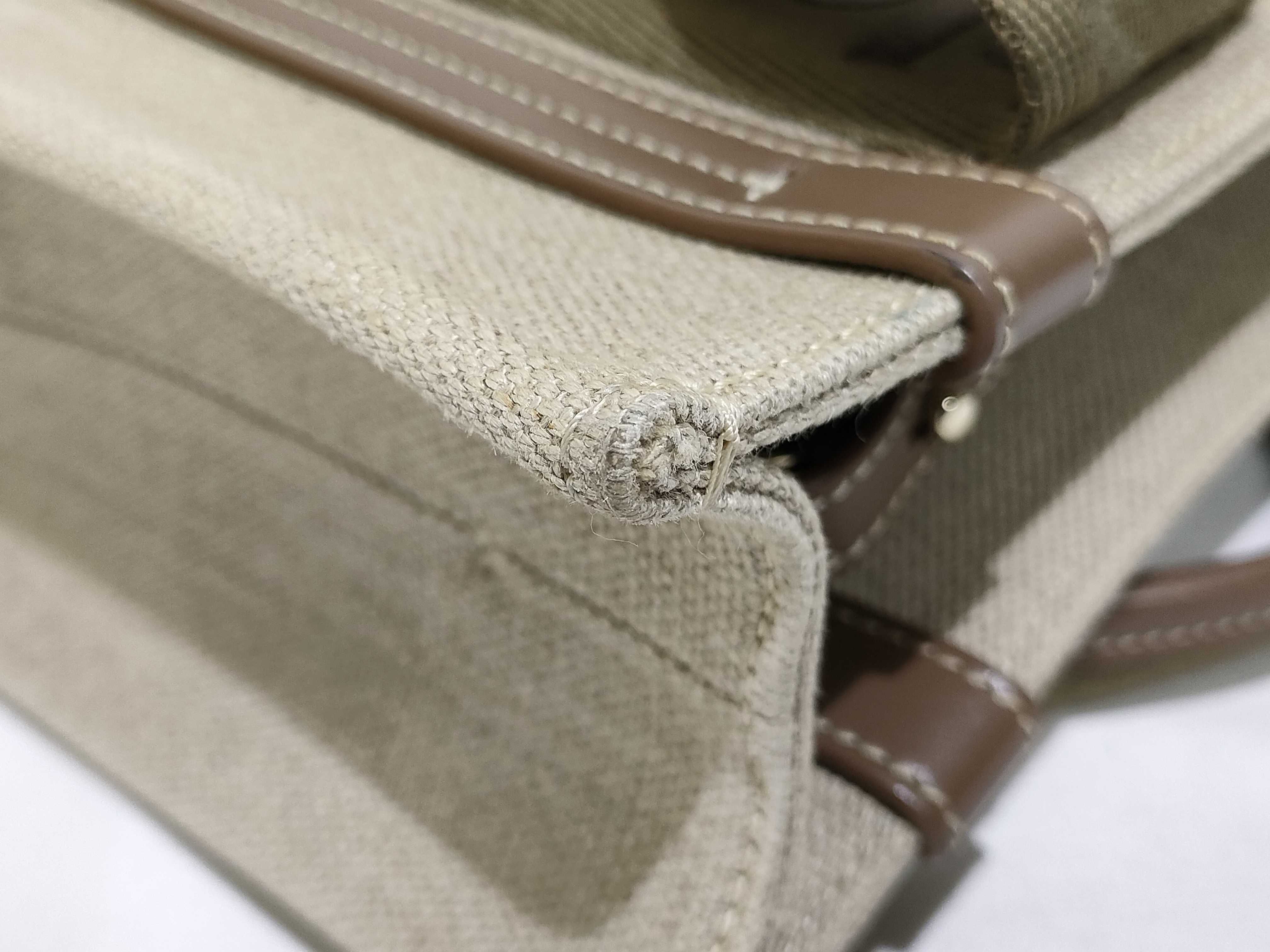 Woody Small Canvas Handbag (Khaki x Beige) — view 14