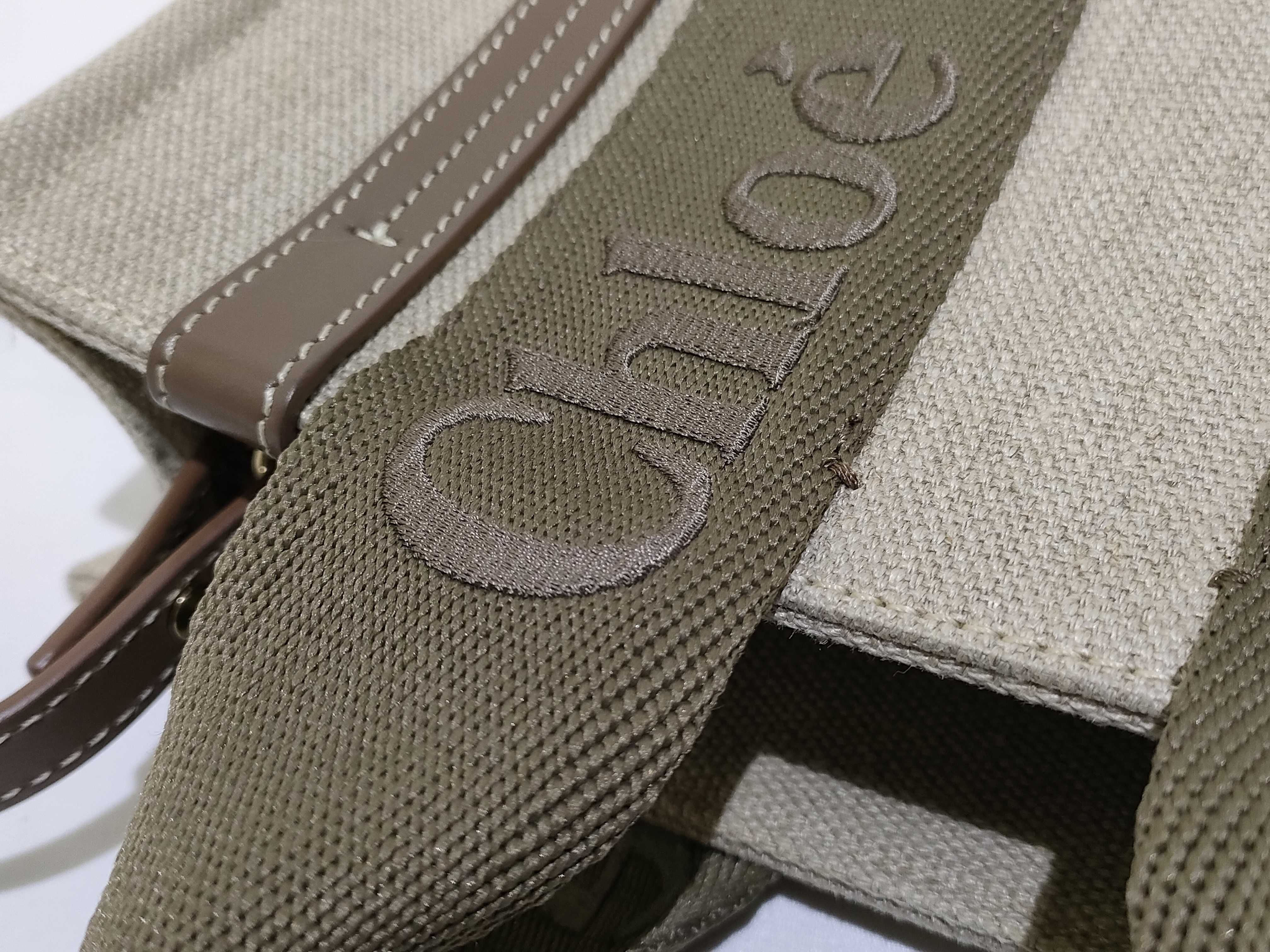 Woody Small Canvas Handbag (Khaki x Beige) — view 5
