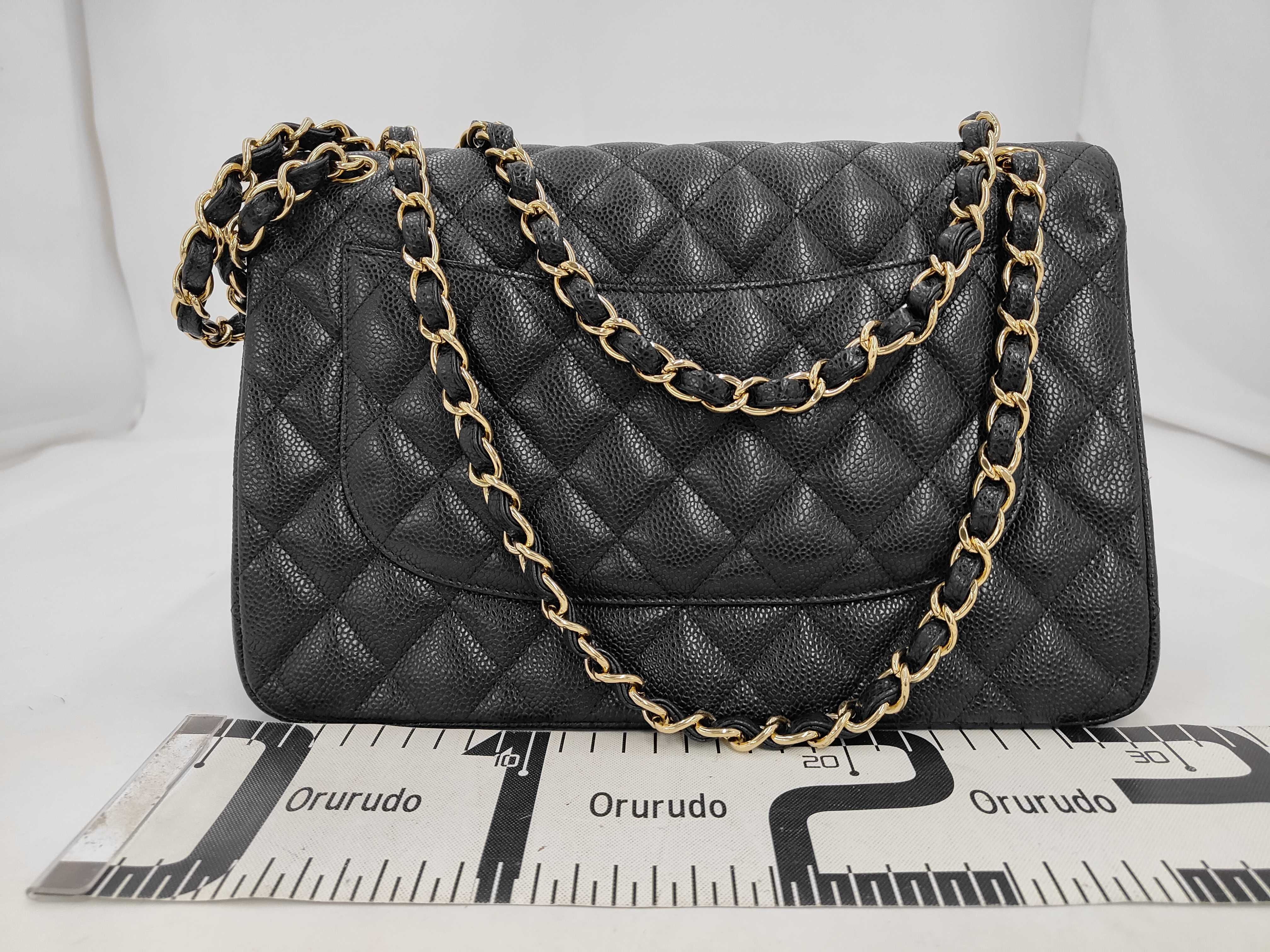Caviar Skin Large Matelassé 30 Double Flap Chain Shoulder Bag (Serial Number 18) — view 2
