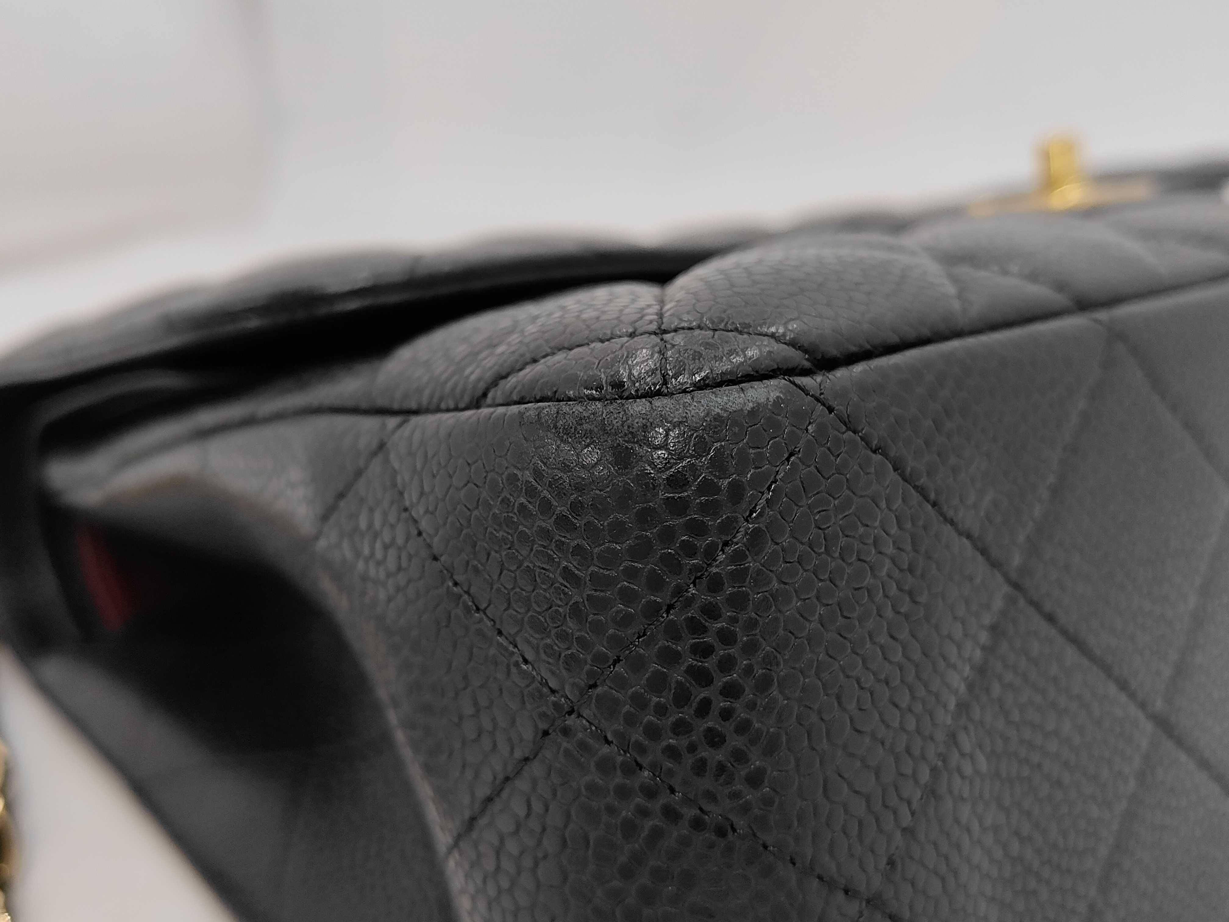 Caviar Skin Large Matelassé 30 Double Flap Chain Shoulder Bag (Serial Number 18) — view 5