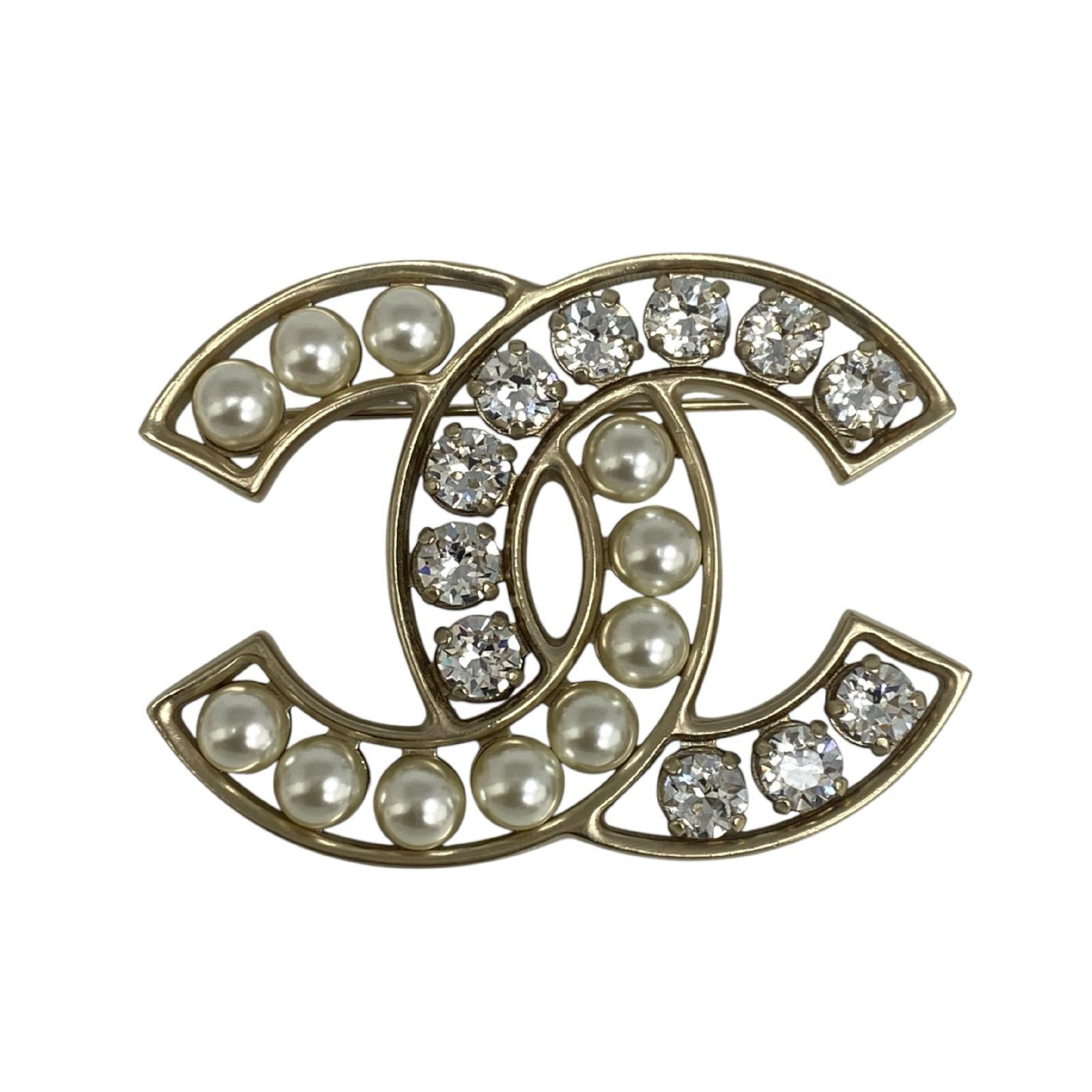 【*Shipped from: Hong Kong*】CHANEL ( ) Gold-colored Metal/Faux Pearl Coco Mark B14B Brooch