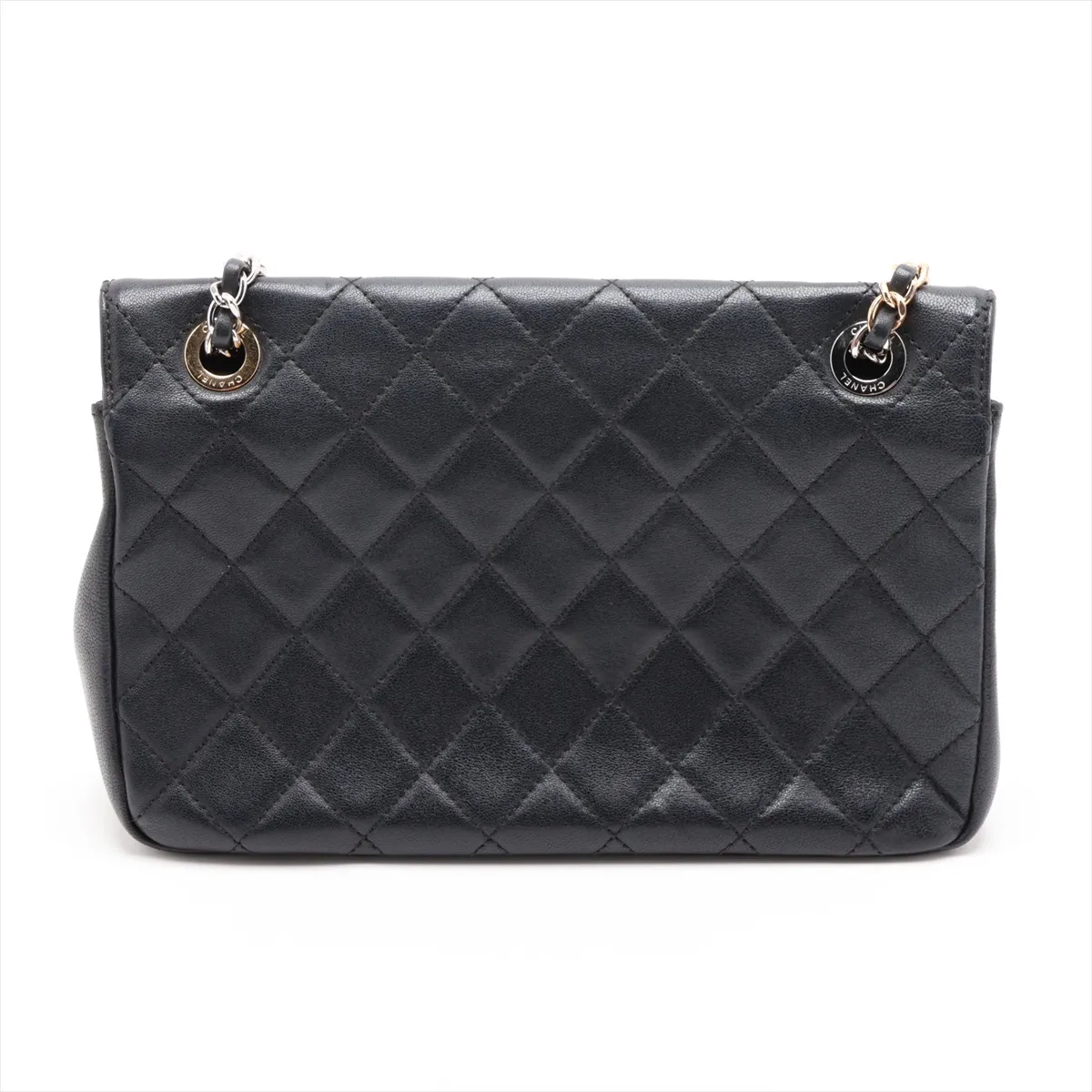 Matelassé Lambskin Single Flap Double Chain Bag, Black with Gold and Silver Hardware, 28506709, Serial Number 28 — view 2