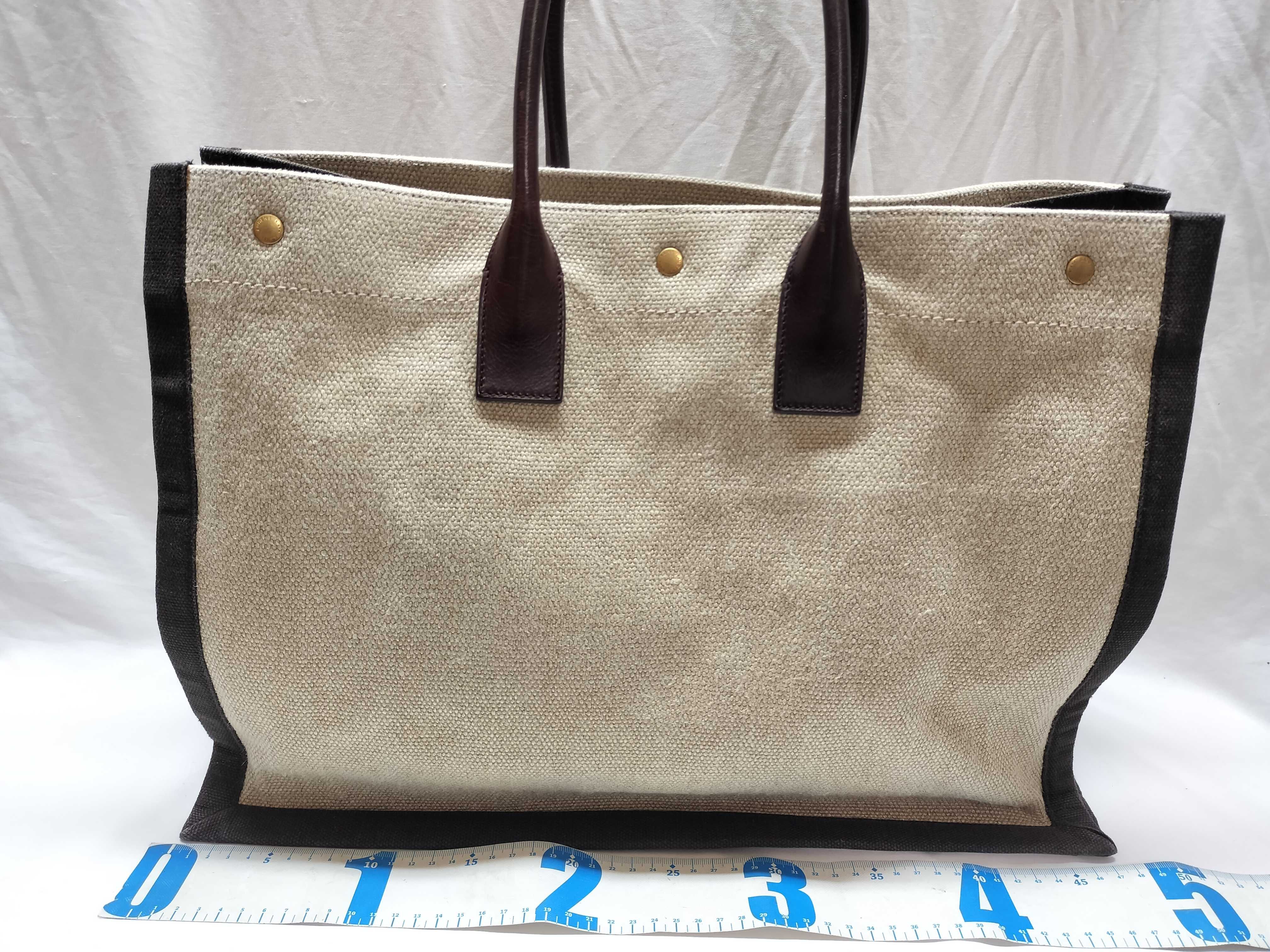 Rive Gauche Canvas x Leather Tote Bag, Beige, 499290 (Tote Bag) — view 2