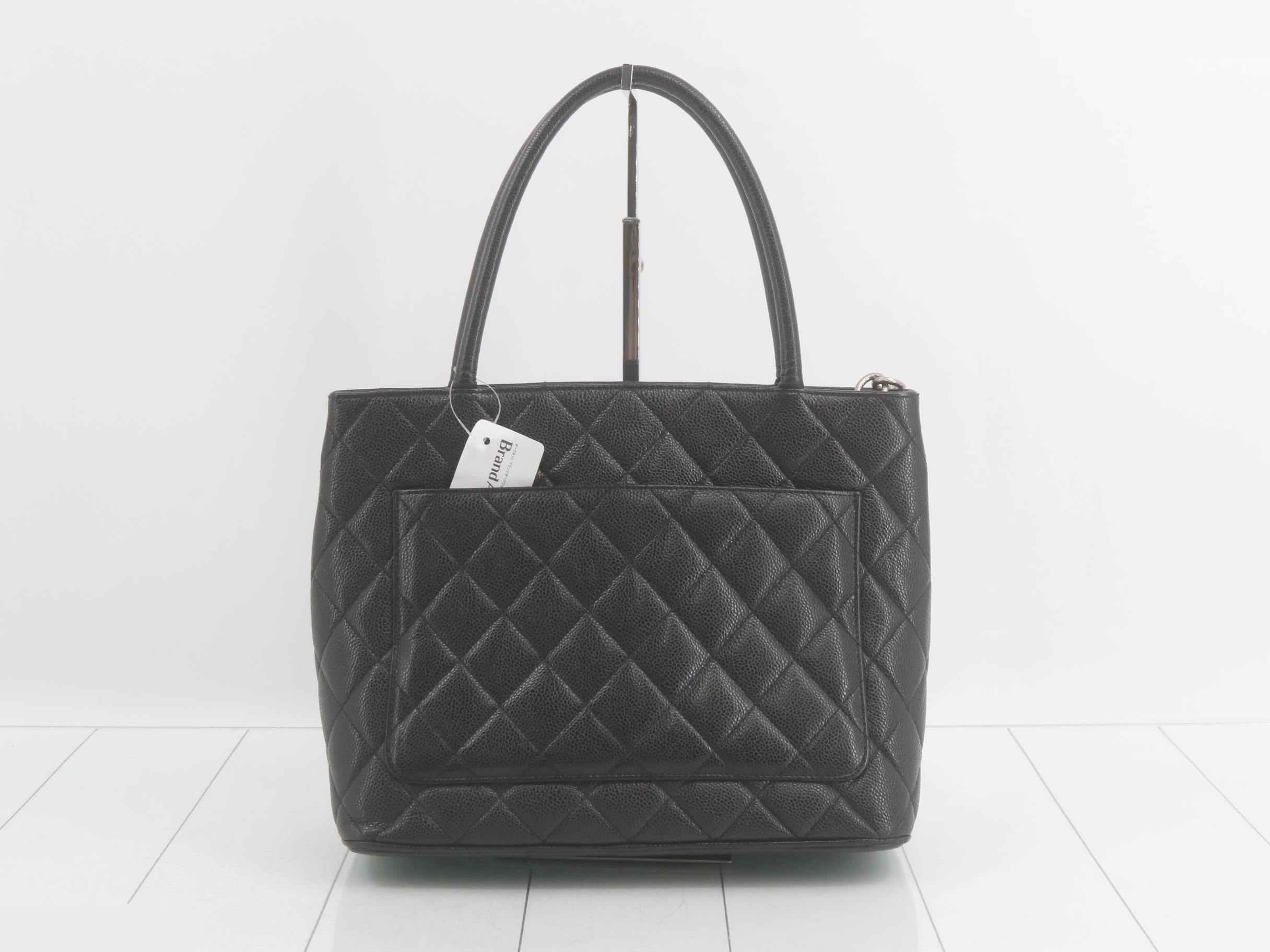 Reissue tote bag, caviar leather, Coco Mark, handbag, black — view 2