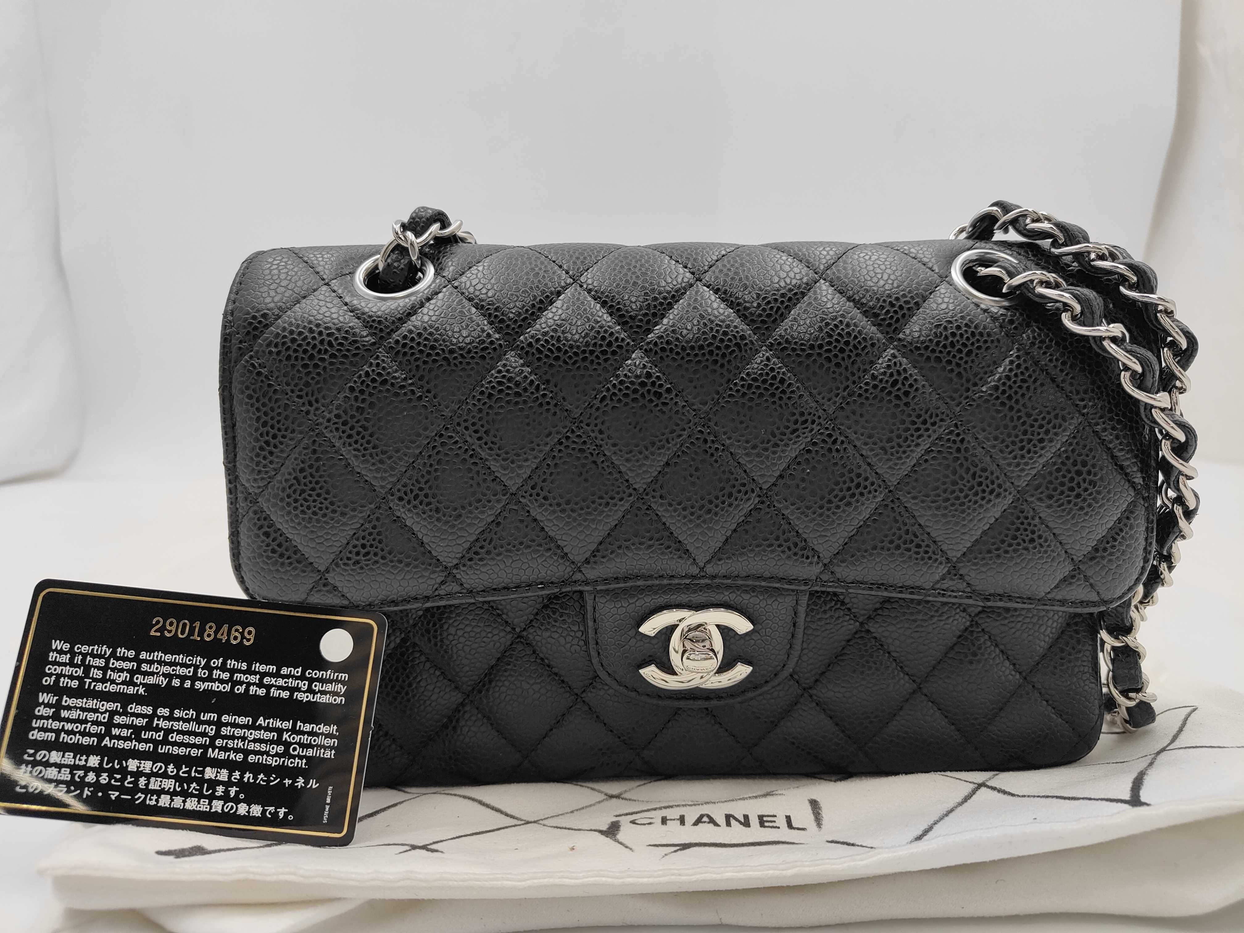 W-Flap 23 Chain Shoulder Bag, Matelassé Caviar Leather, Black, SS Shoulder Bag