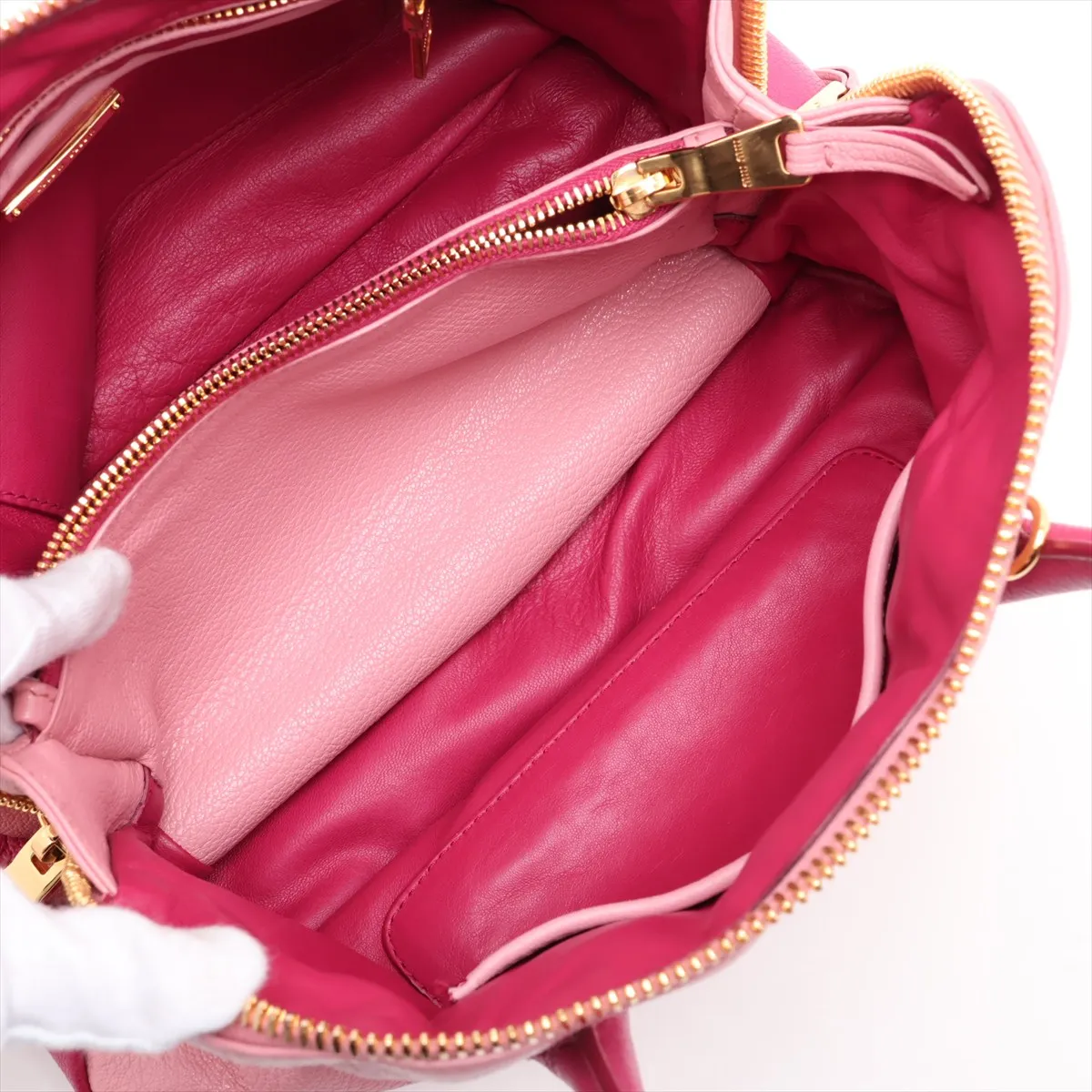 Madras Leather 2-Way Handbag Pink — view 8