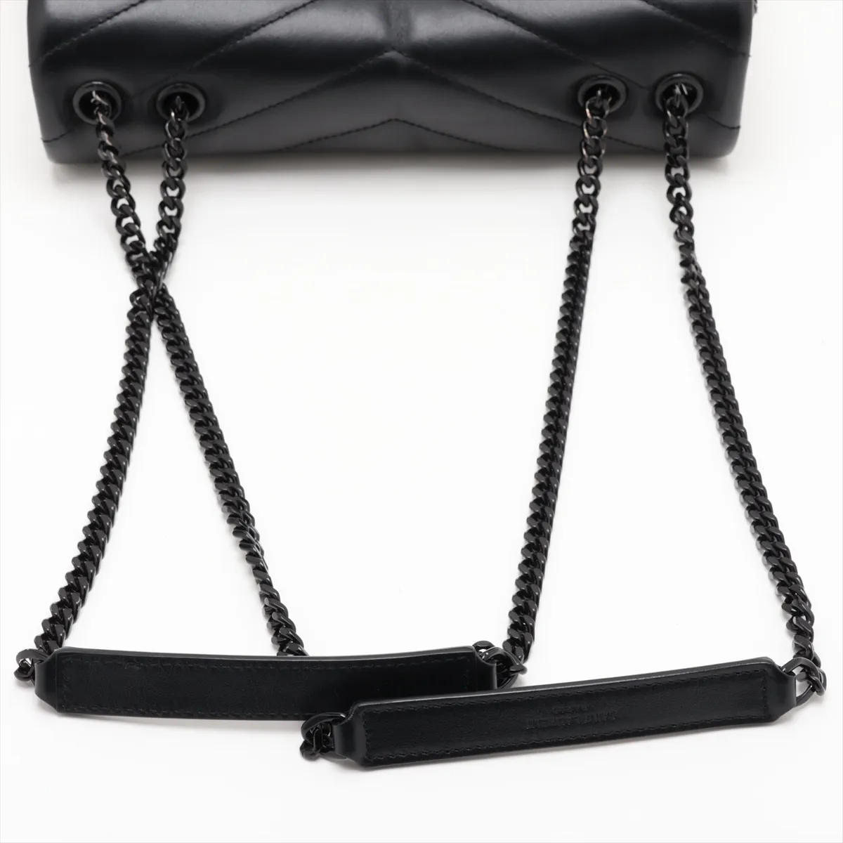 Loulou Leather Chain Shoulder Bag, Black, 494699 — view 5