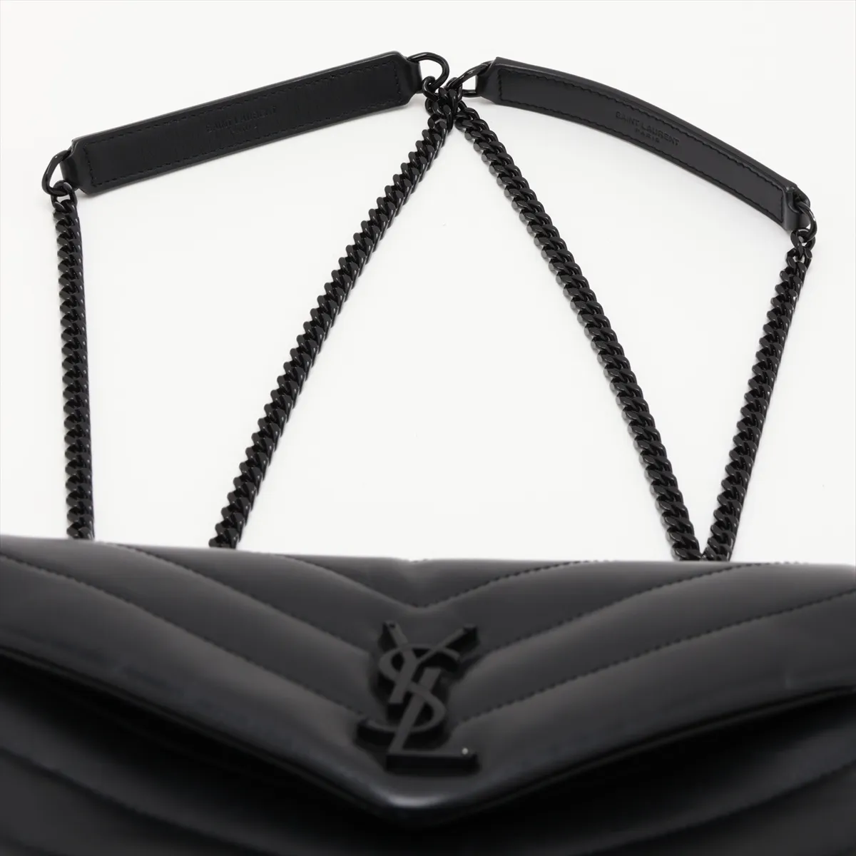 Loulou Leather Chain Shoulder Bag, Black, 494699 — view 6
