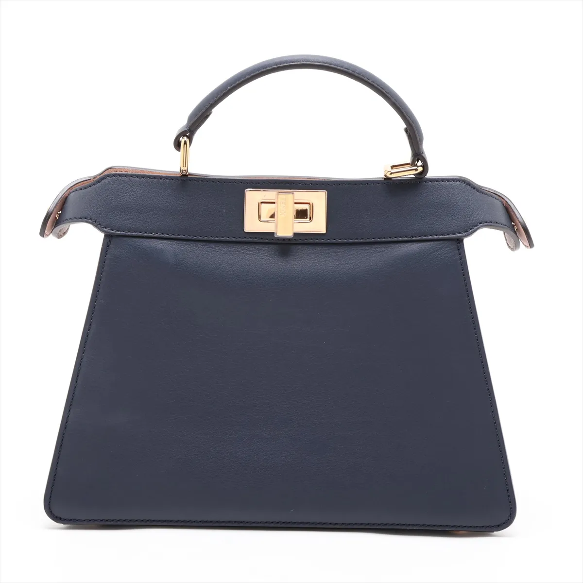 Peekaboo I.U Small Leather 2-Way Handbag, Navy, 8BN327 — view 2