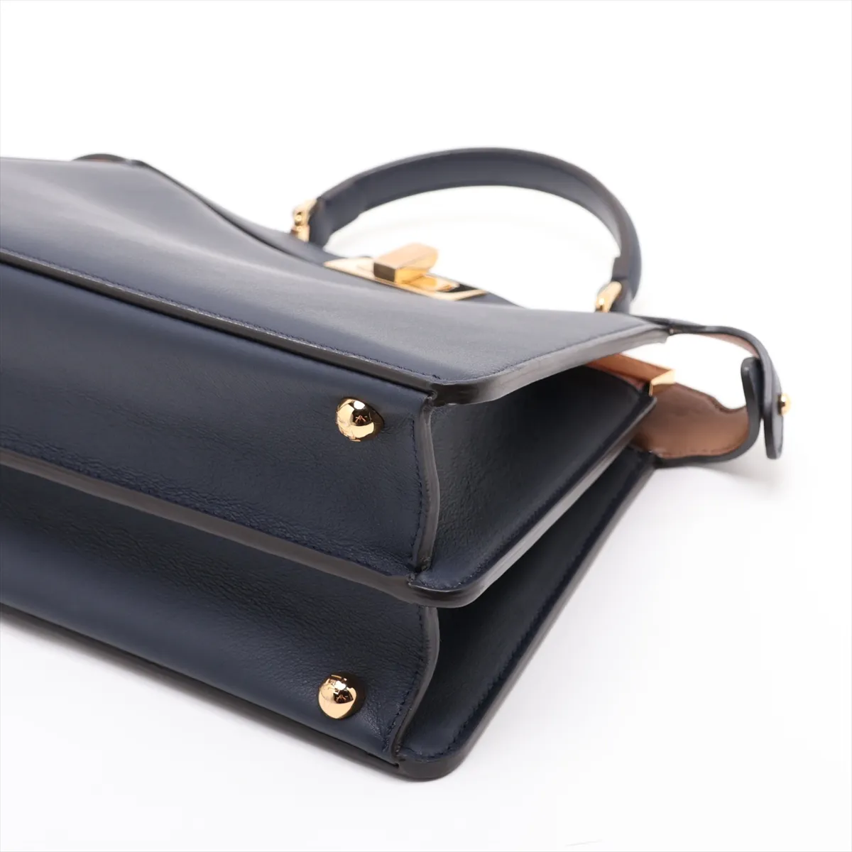 Peekaboo I.U Small Leather 2-Way Handbag, Navy, 8BN327 — view 3