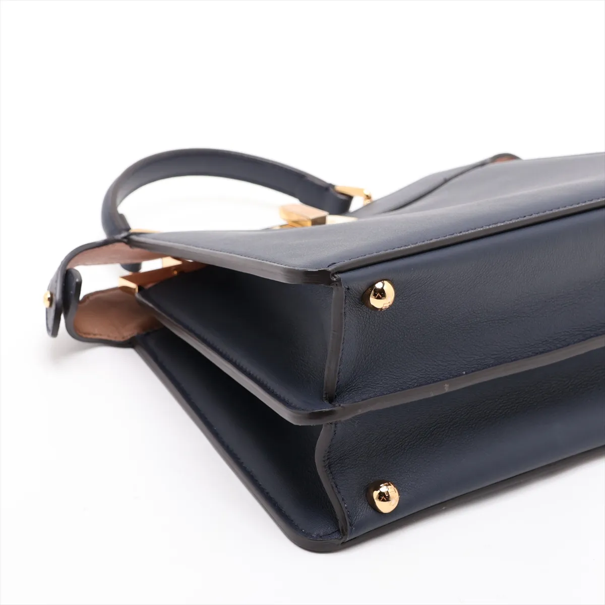 Peekaboo I.U Small Leather 2-Way Handbag, Navy, 8BN327 — view 4